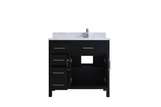 Meuble-Lavabo Autoportant 36po Noir avec Comptoir de Marbre Carrera