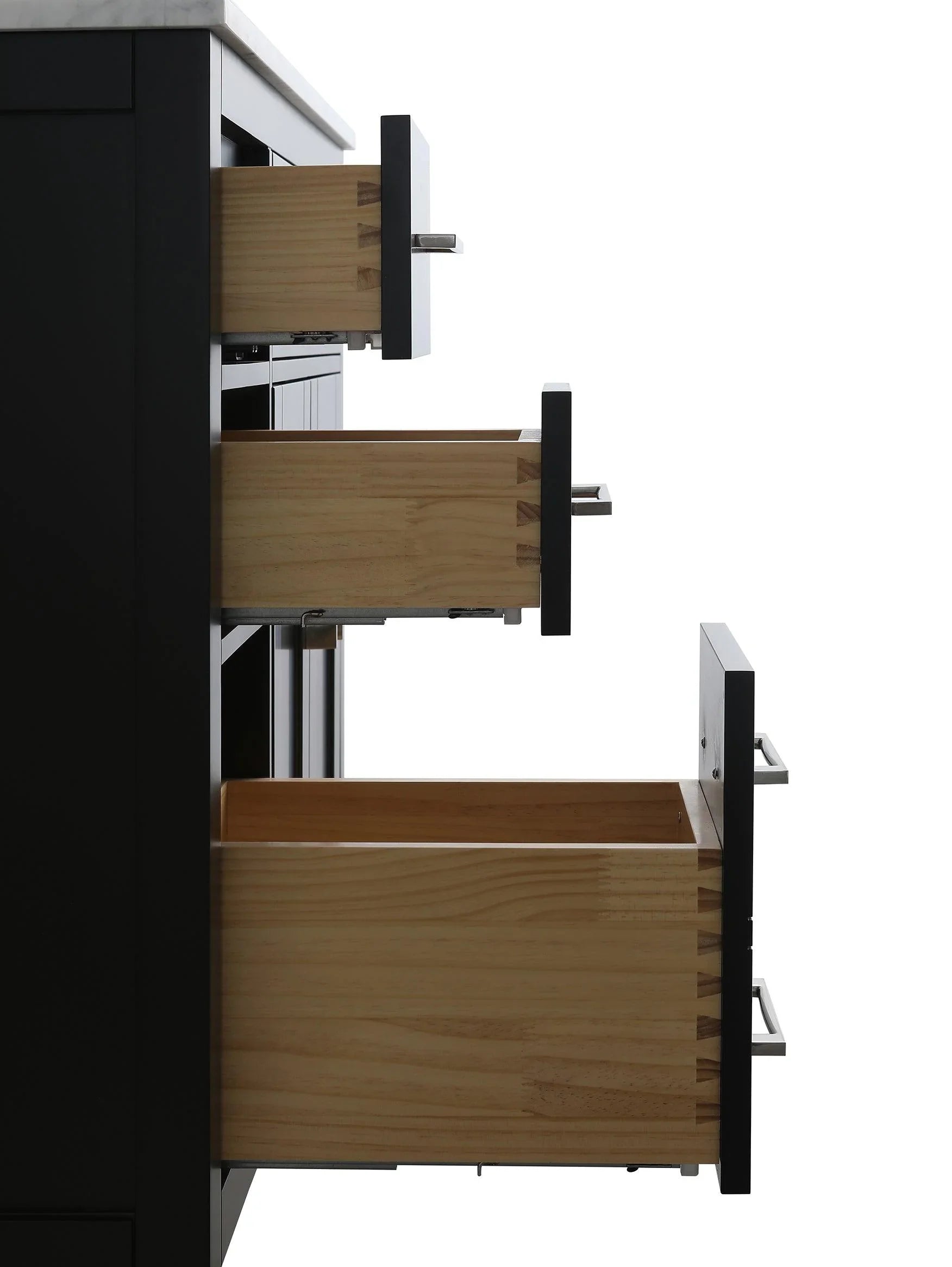 Meuble Lavabo Autoportant Noir 36po avec Comptoir en Marbre Carrera