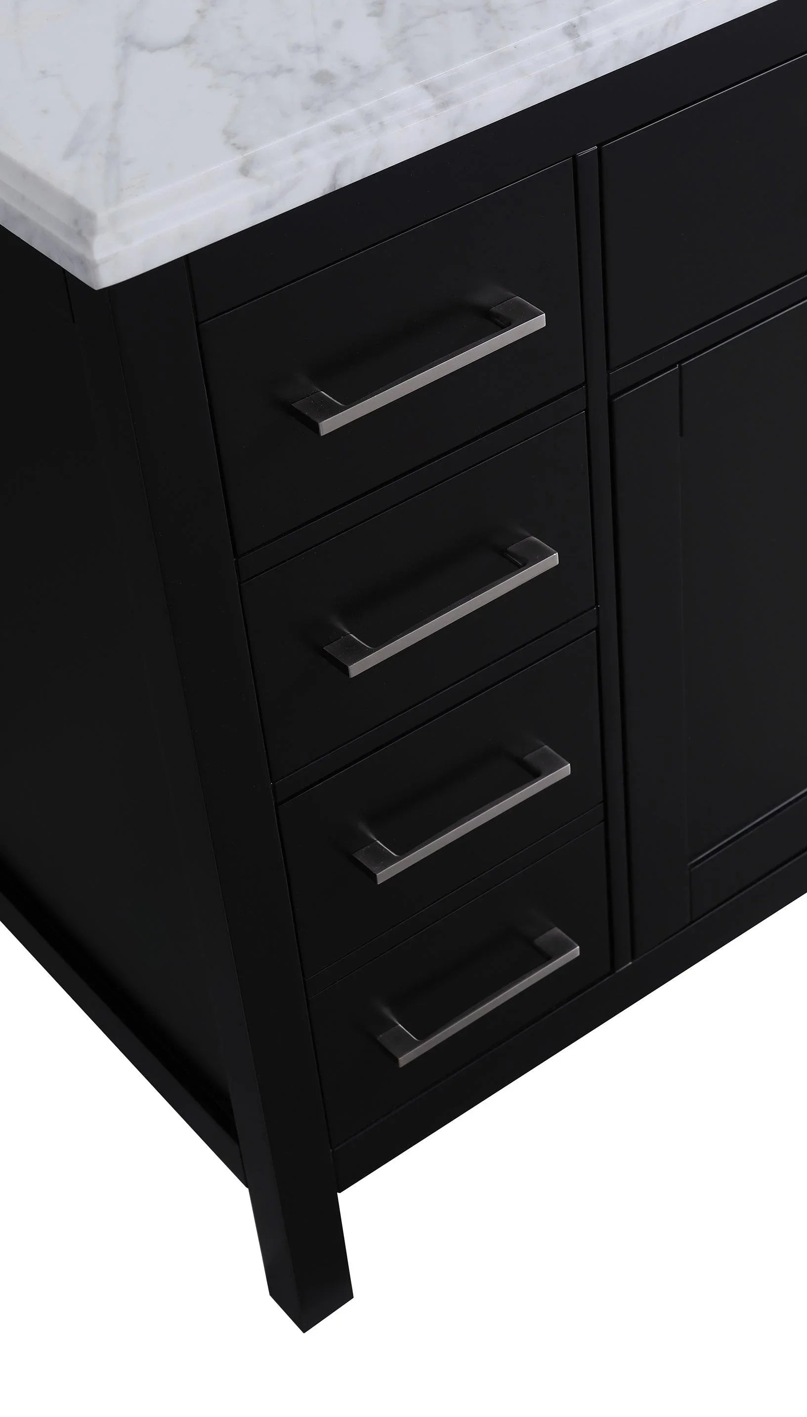 Meuble Lavabo Autoportant Noir 36po avec Comptoir en Marbre Carrera