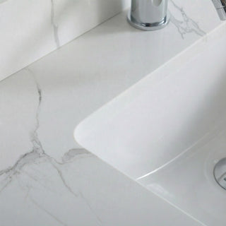 36" Black Freestanding Single Sink Bathroom Vanity with Engineered Calcutta Marble Countertop