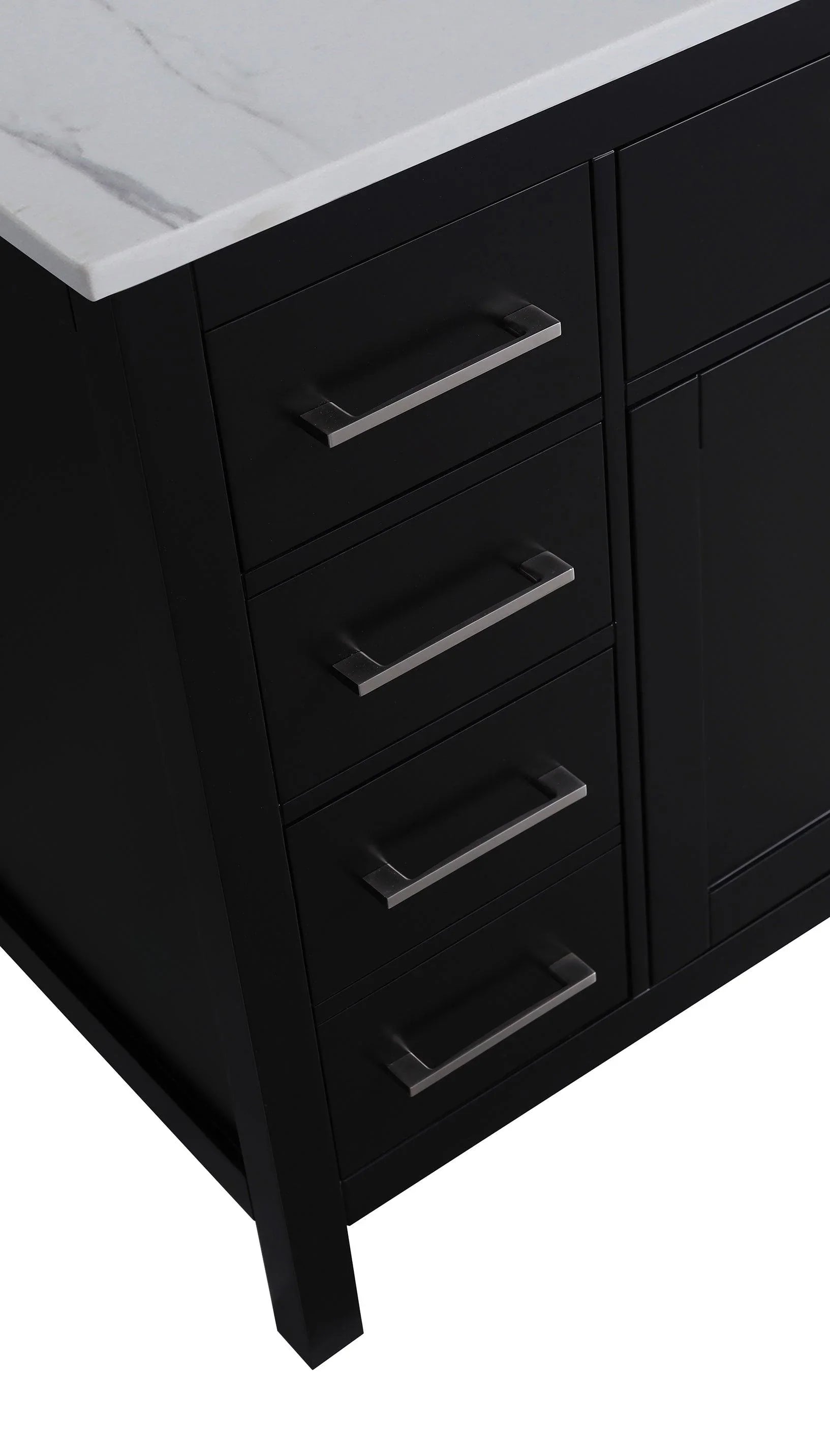 Meuble-Lavabo Autoportant 36 po Noir avec Comptoir de Marbre Ingénierie Calcutta