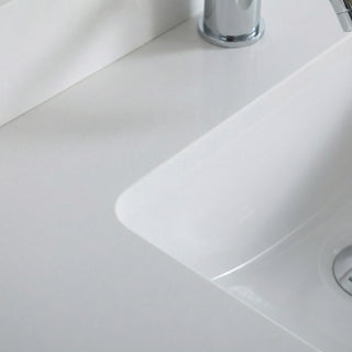 36" Black Freestanding Bathroom Vanity with Engineered White Marble Countertop