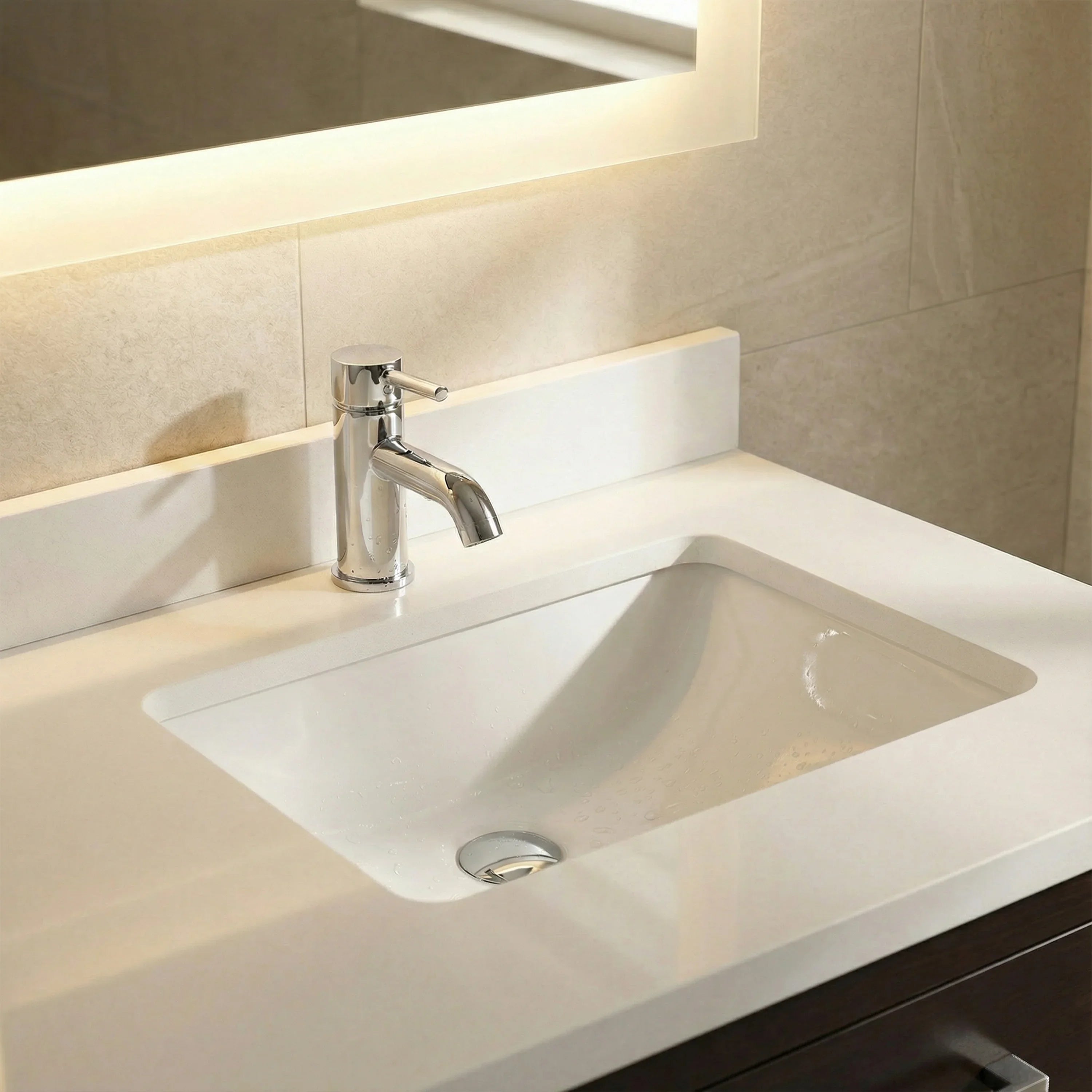 Meuble-lavabo autoportant noir de 36 po avec comptoir en marbre blanc reconstitué