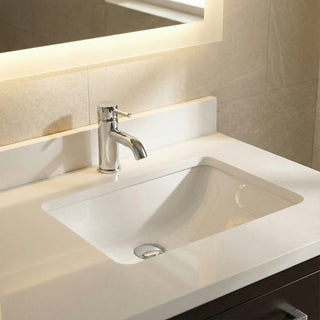 36" Black Freestanding Bathroom Vanity with Engineered White Marble Countertop