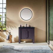 36" Espresso Oak Freestanding Bathroom Vanity with Black Marquina Quartz Countertop