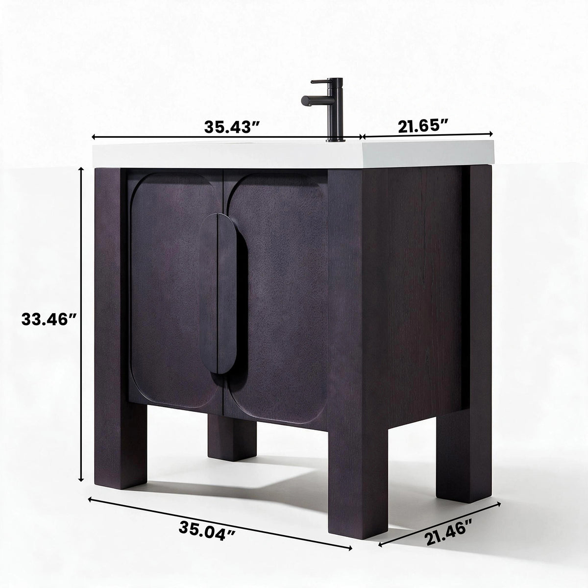 36" Espresso Oak Freestanding Bathroom Vanity with Pure White Quartz Countertop