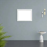 36" Matte White Rectangular Framed Bathroom Mirror