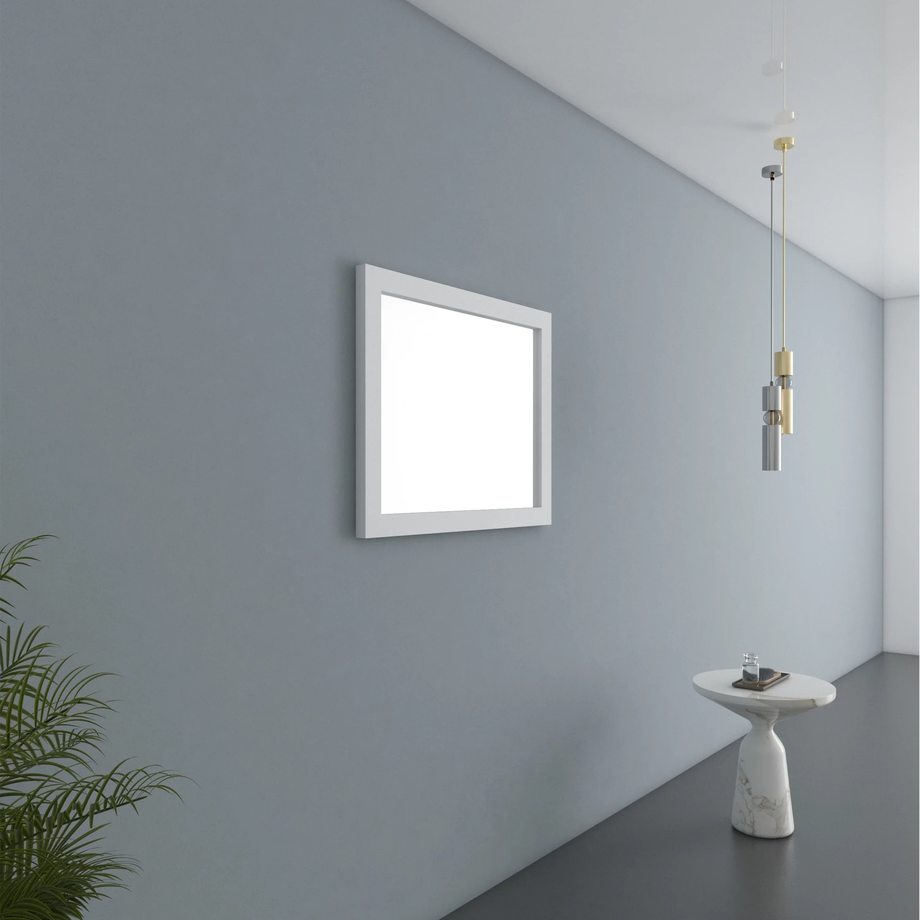 36" Matte White Rectangular Framed Bathroom Mirror