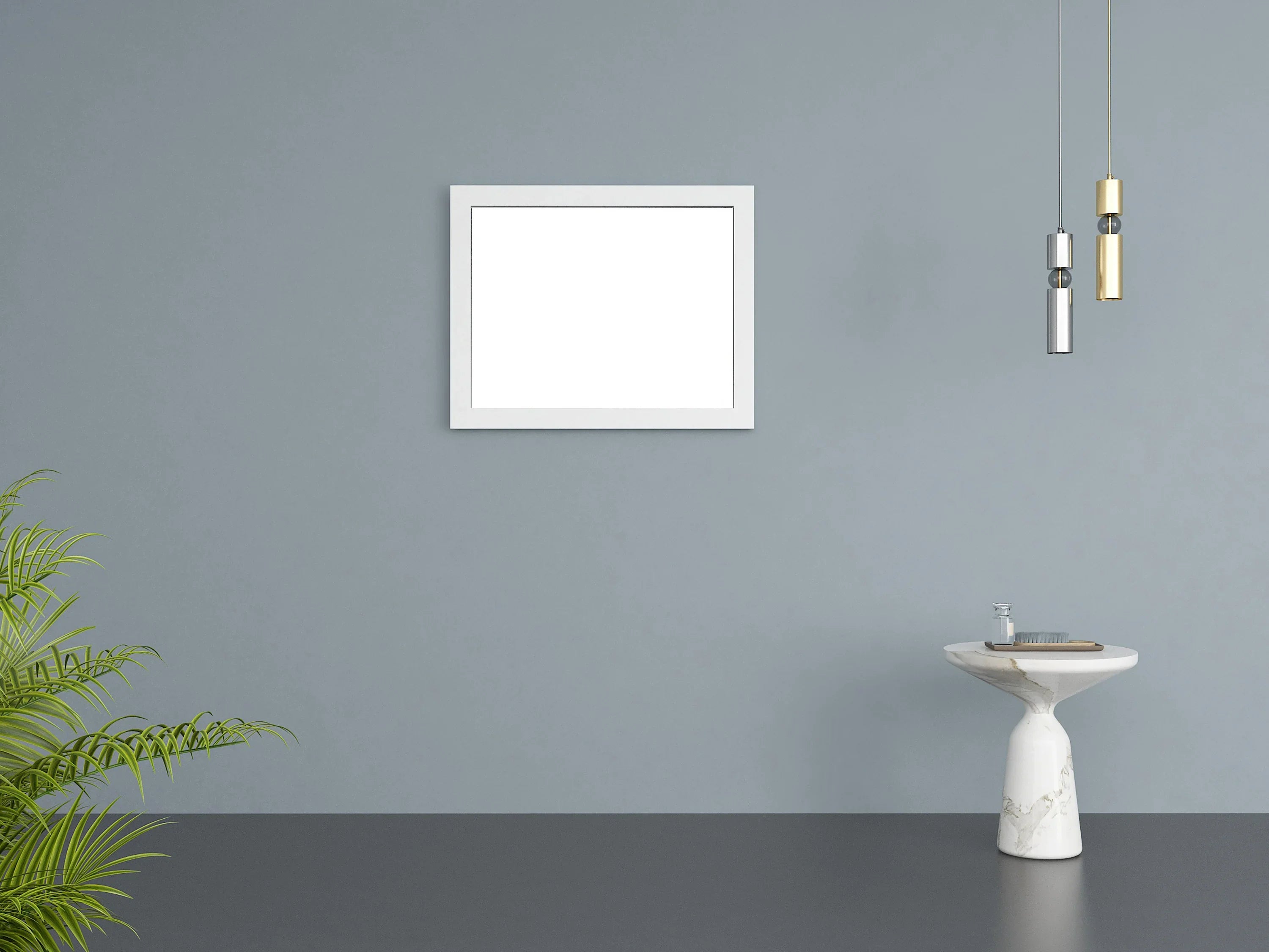 36" Matte White Rectangular Framed Bathroom Mirror