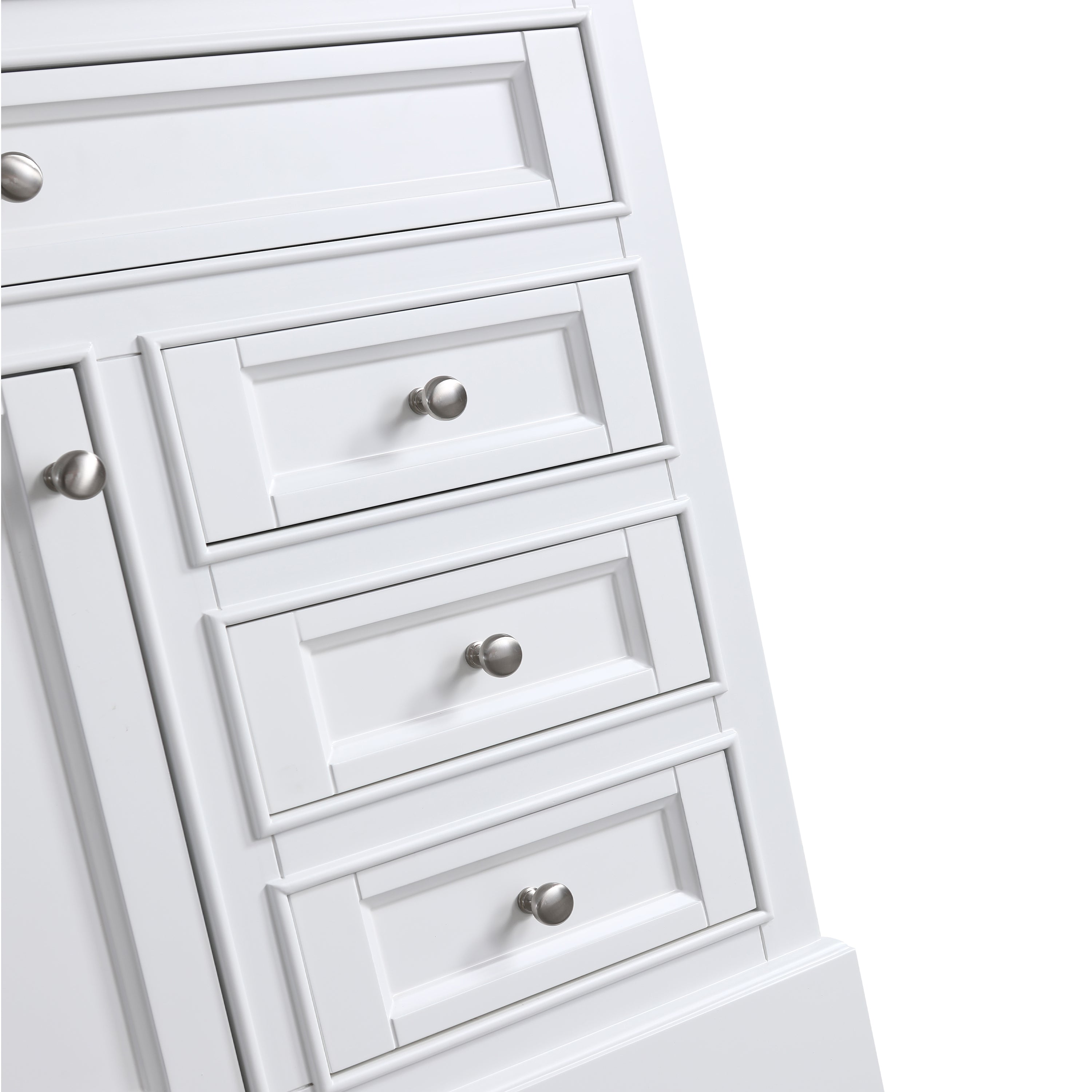 Meuble-lavabo autoportant blanc de 36 po avec comptoir en marbre blanc reconstitué