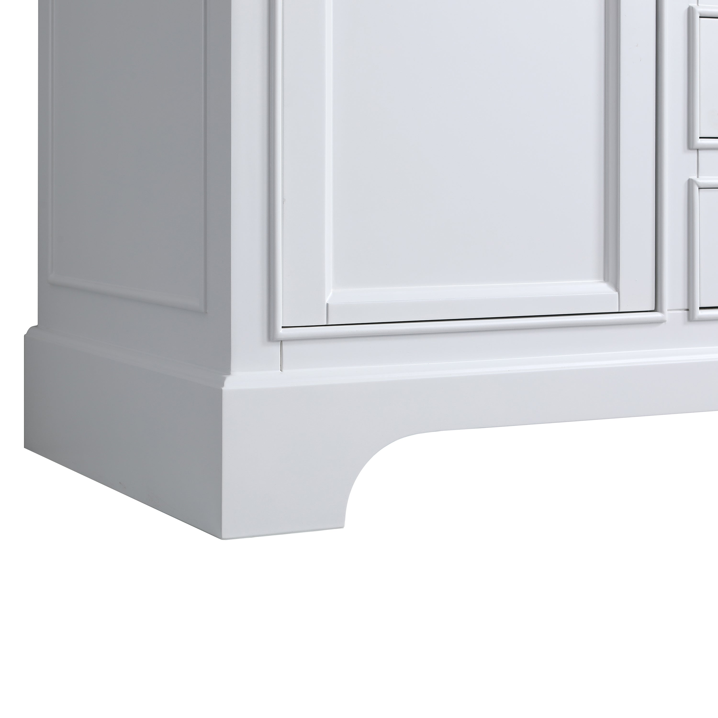 Meuble-lavabo autoportant blanc de 36 po avec comptoir en marbre blanc reconstitué