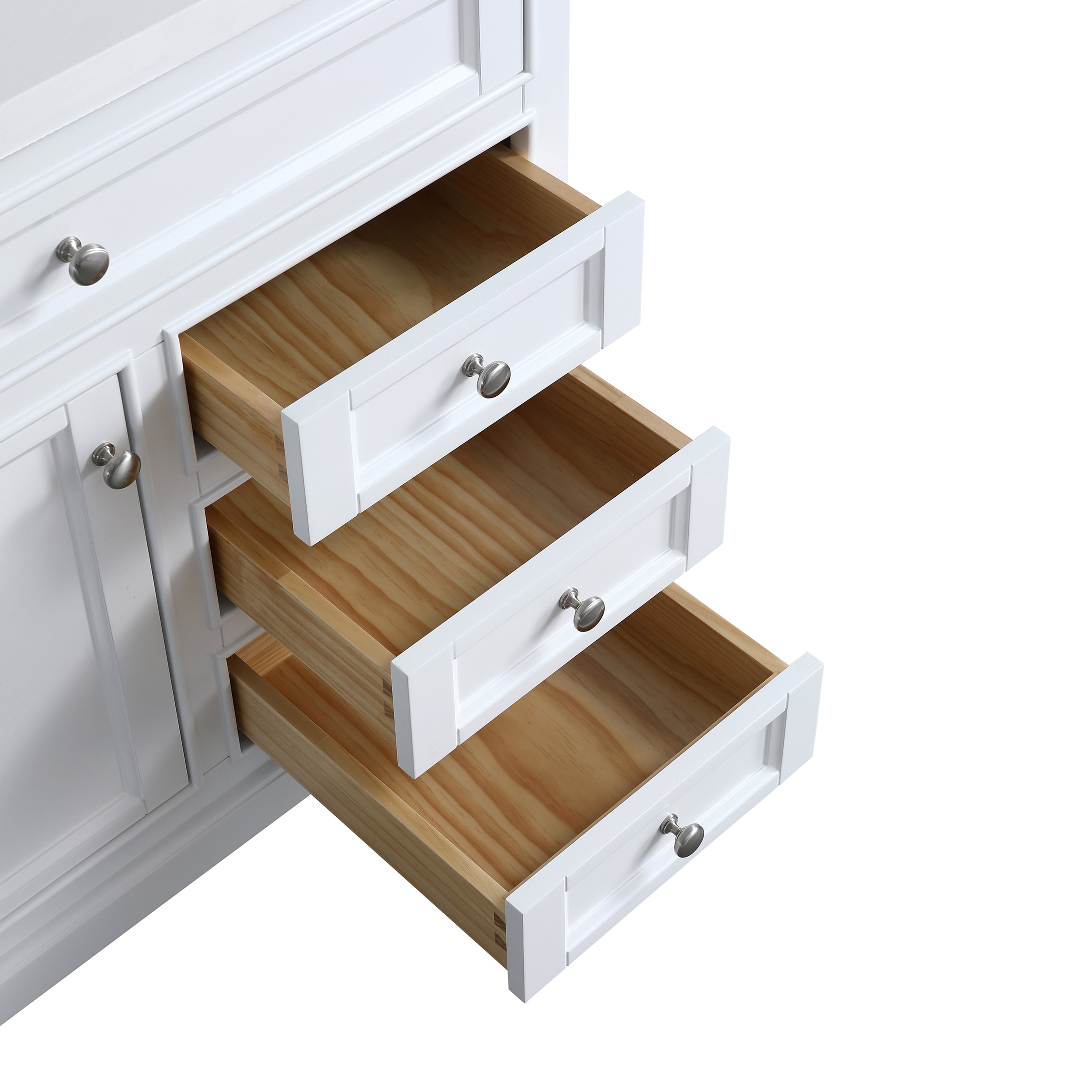 Meuble-lavabo autoportant blanc de 36 po avec comptoir en marbre blanc reconstitué