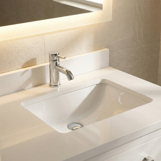 36" White Freestanding Bathroom Vanity with Engineered White Marble Countertop