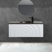 Meuble-Lavabo Mural 36po Blanc Mat avec Comptoir de Quartz d'ingénierie Noir