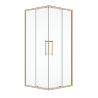 36" x 36" x 79" Reversible Corner Sliding Shower Door in Brushed Gold with Clear Glass