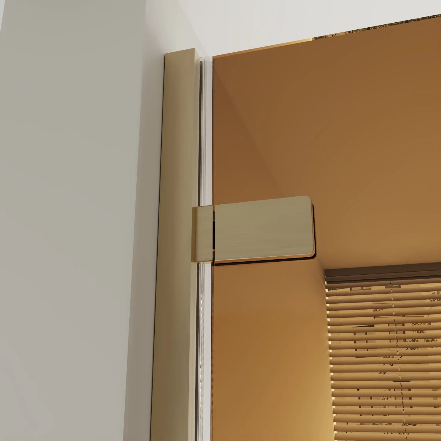 Porte de Douche Pivotante Réversible 36po x 79po Or Brossé avec Verre Teinté Brun