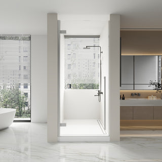 36 po x 79 po Porte de Douche Pivotante Chrome Réversible avec Verre Clair