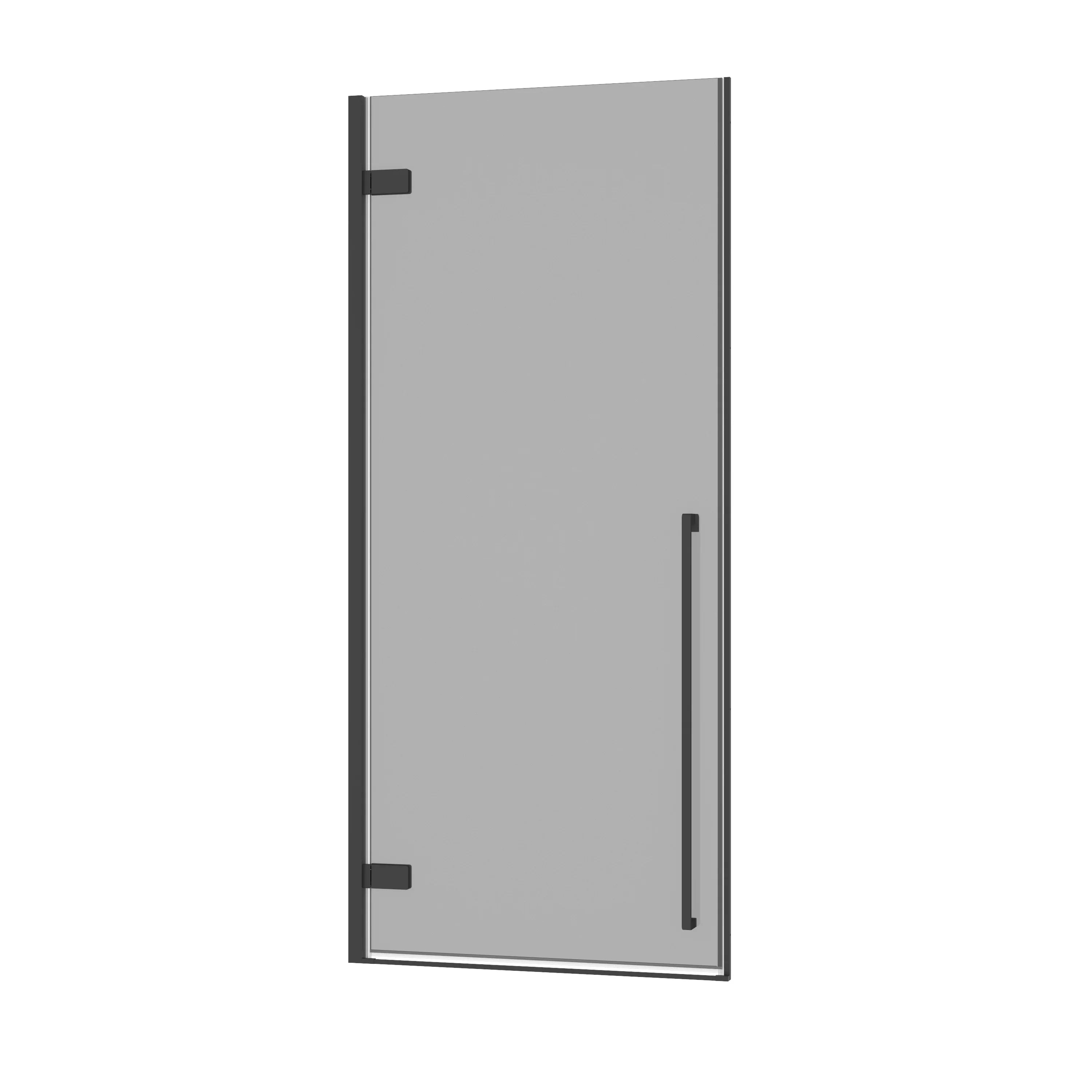 36" x 79" Matte Black Pivot Shower Door with Black Tinted Glass & 36" Black Acrylic Shower Base