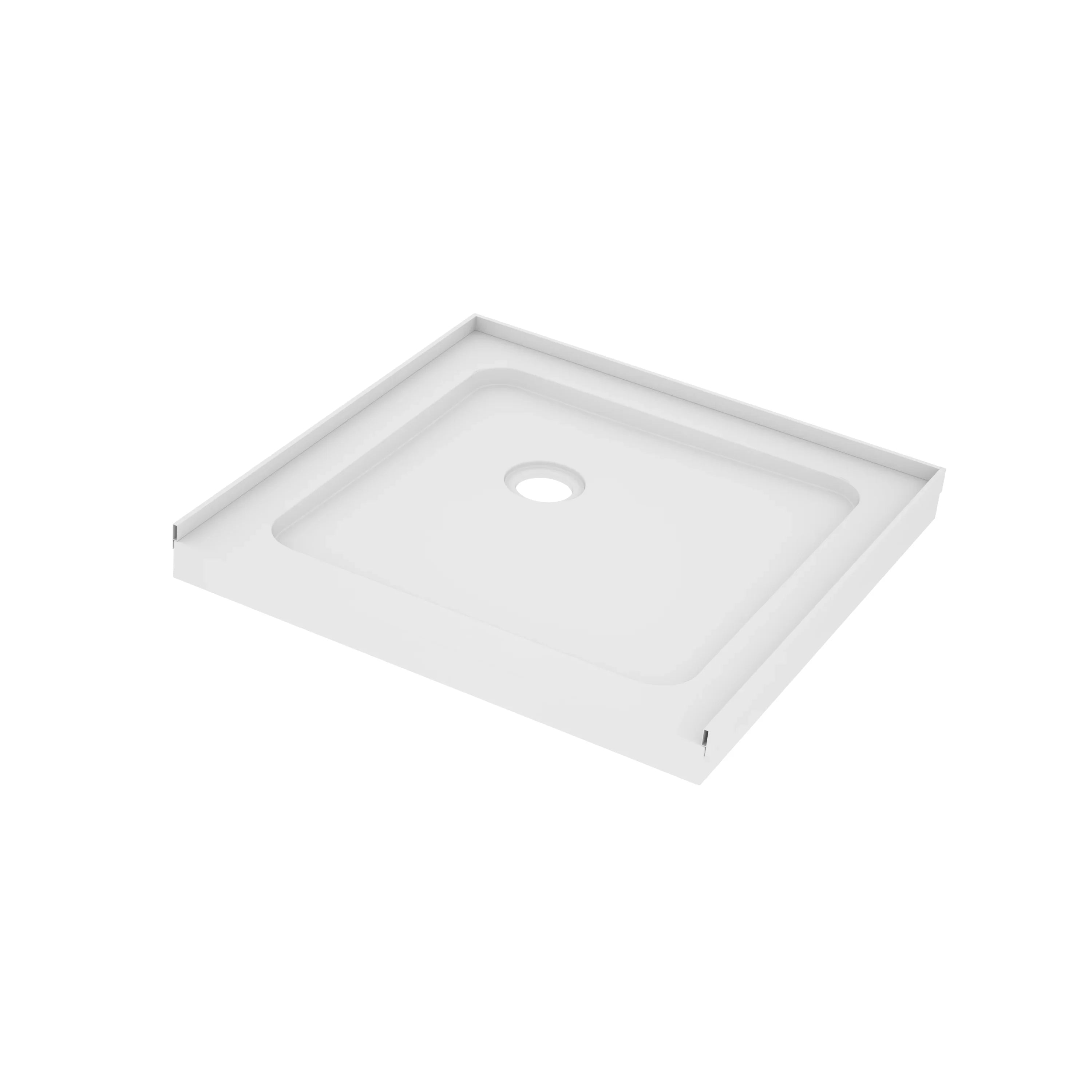 Porte de douche coin coulissante 36po x 36po noir mat avec base acrylique blanche