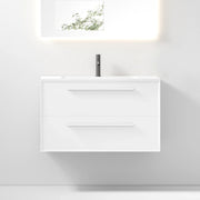 Meuble-Lavabo Mural 36po Blanc avec Comptoir de Surface solide Blanc Mat