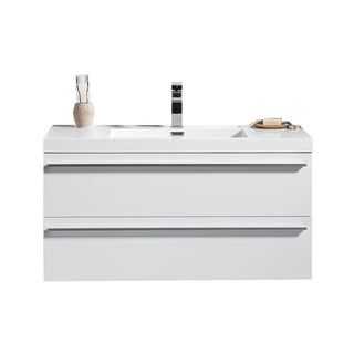 36" White Wall Mount Bathroom Vanity with White Polymarble Countertop Sofia - Golden Elite Deco