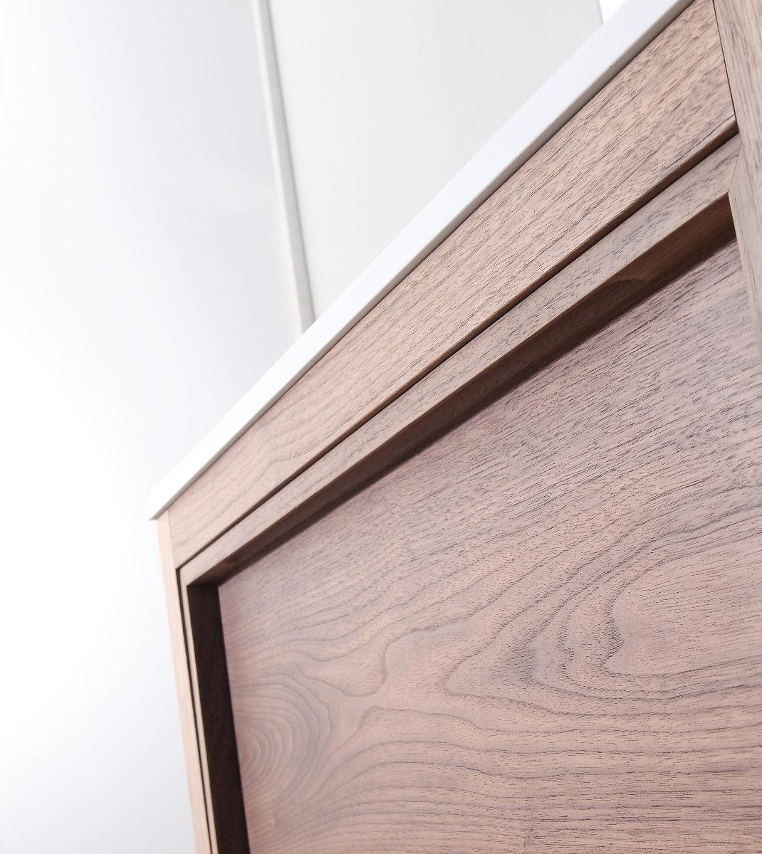 36" Natural Walnut Freestanding Bathroom Vanity with White Solid Surface Countertop Vista - Golden Elite Deco