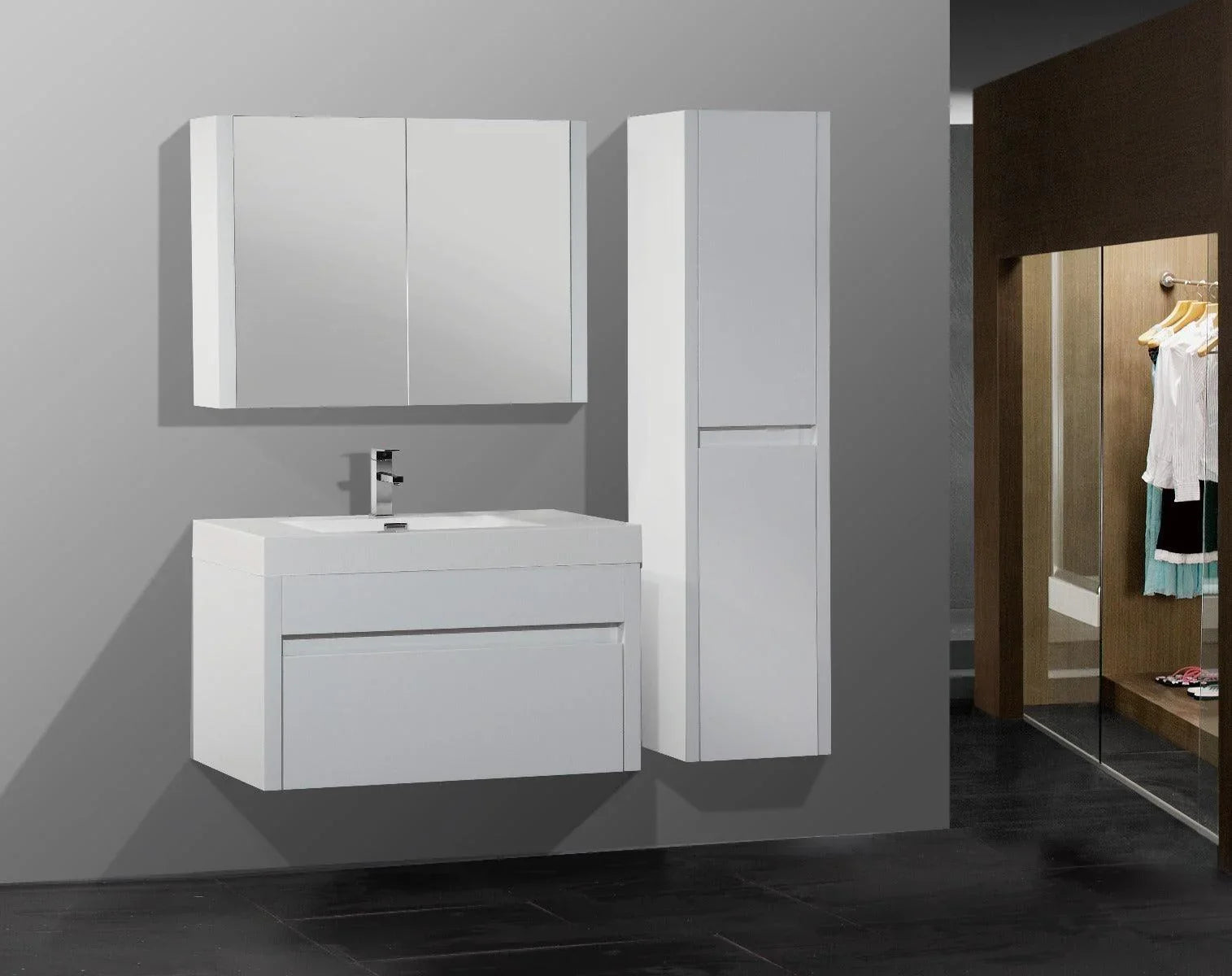 36" Medicine Cabinet - White - Golden Elite Deco