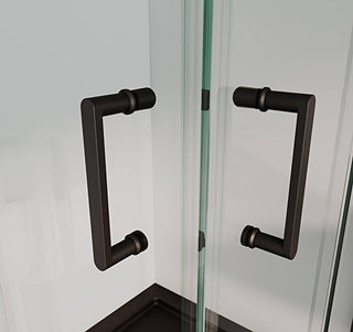 36" x 36" Shower Door Set - Corner Setup with Black Hardware and Black Base - Golden Elite Deco