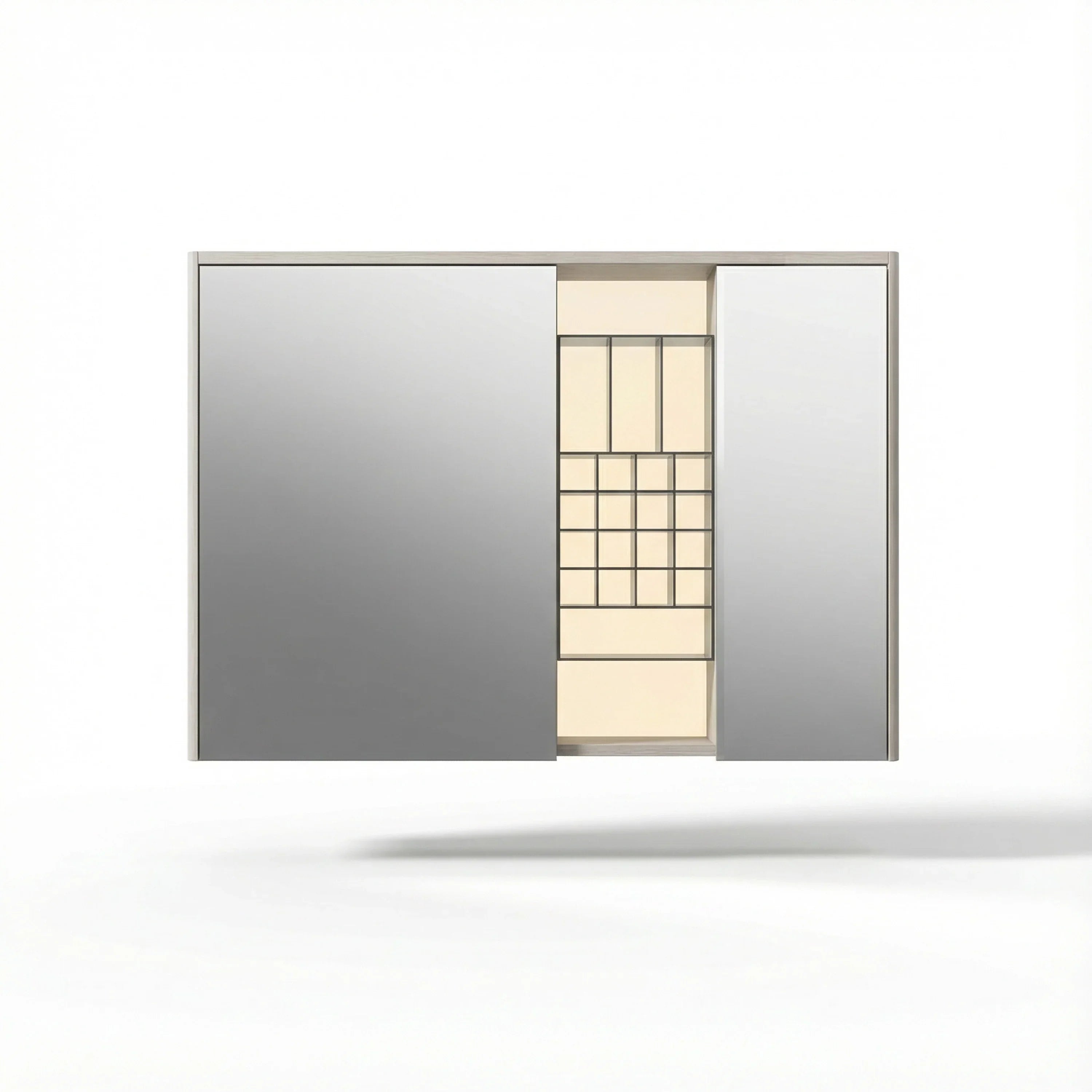 Armoire à pharmacie DEL taupe 40po avec portes coulissantes