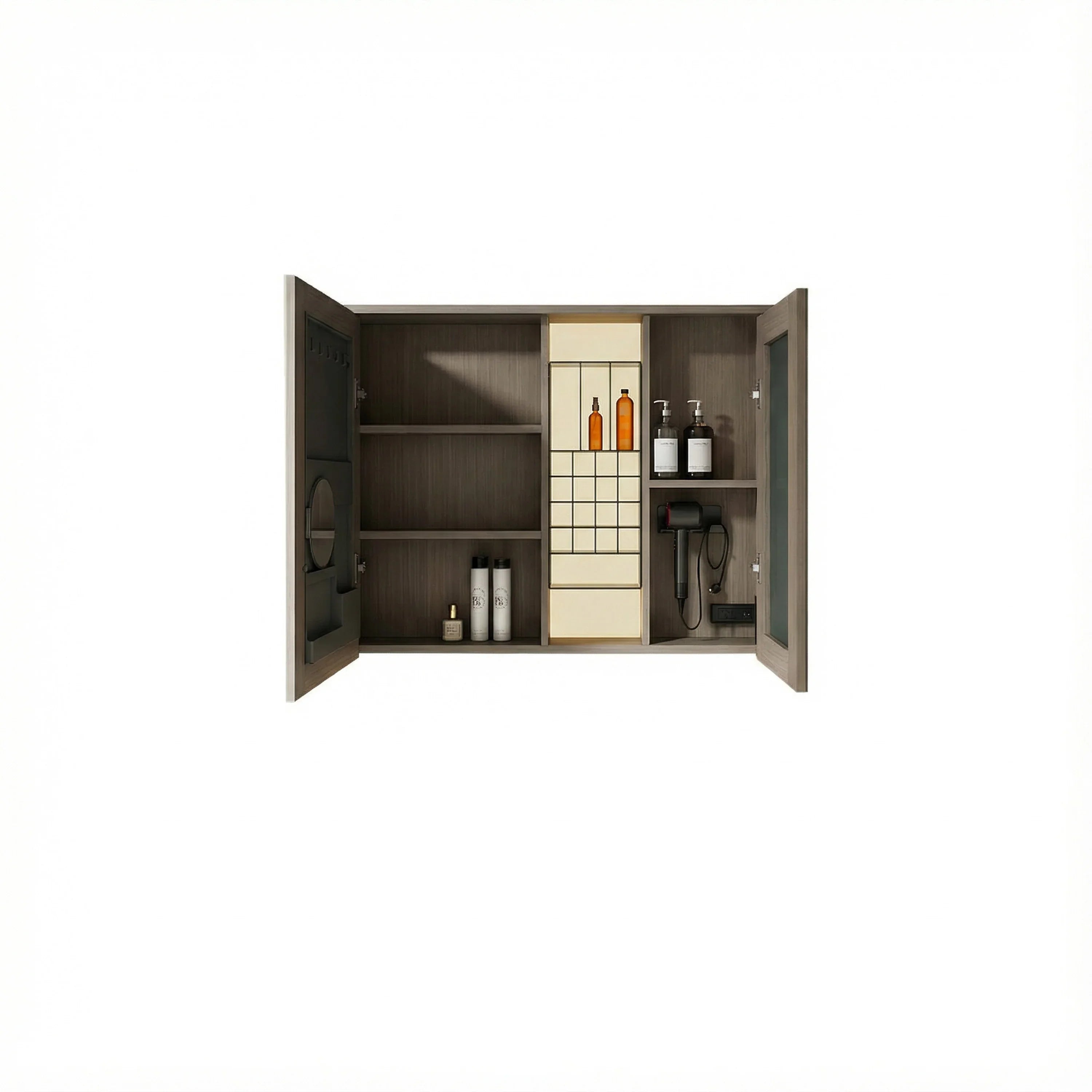 Armoire à pharmacie DEL taupe 40po avec portes coulissantes