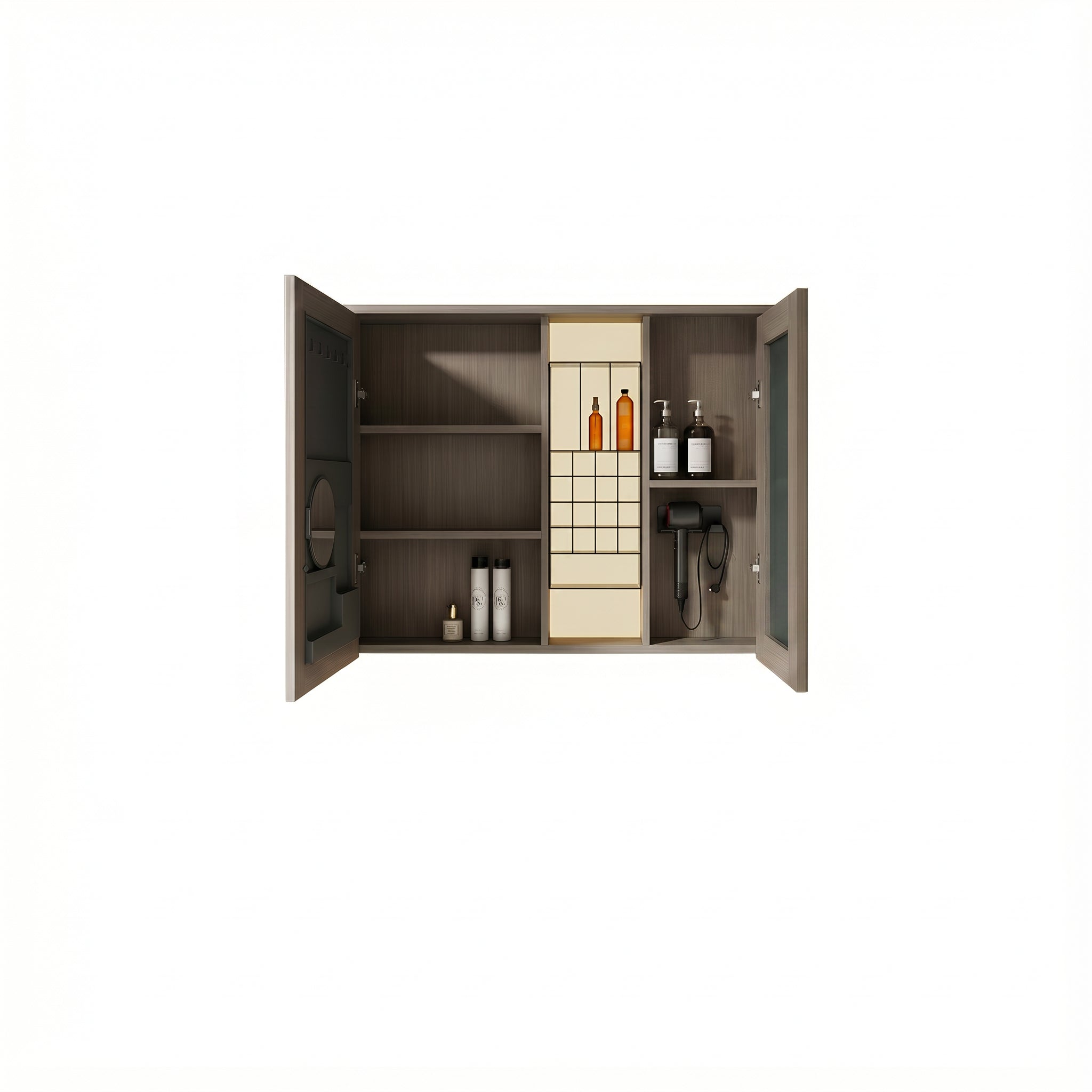 Armoire à pharmacie DEL taupe 40po avec portes coulissantes