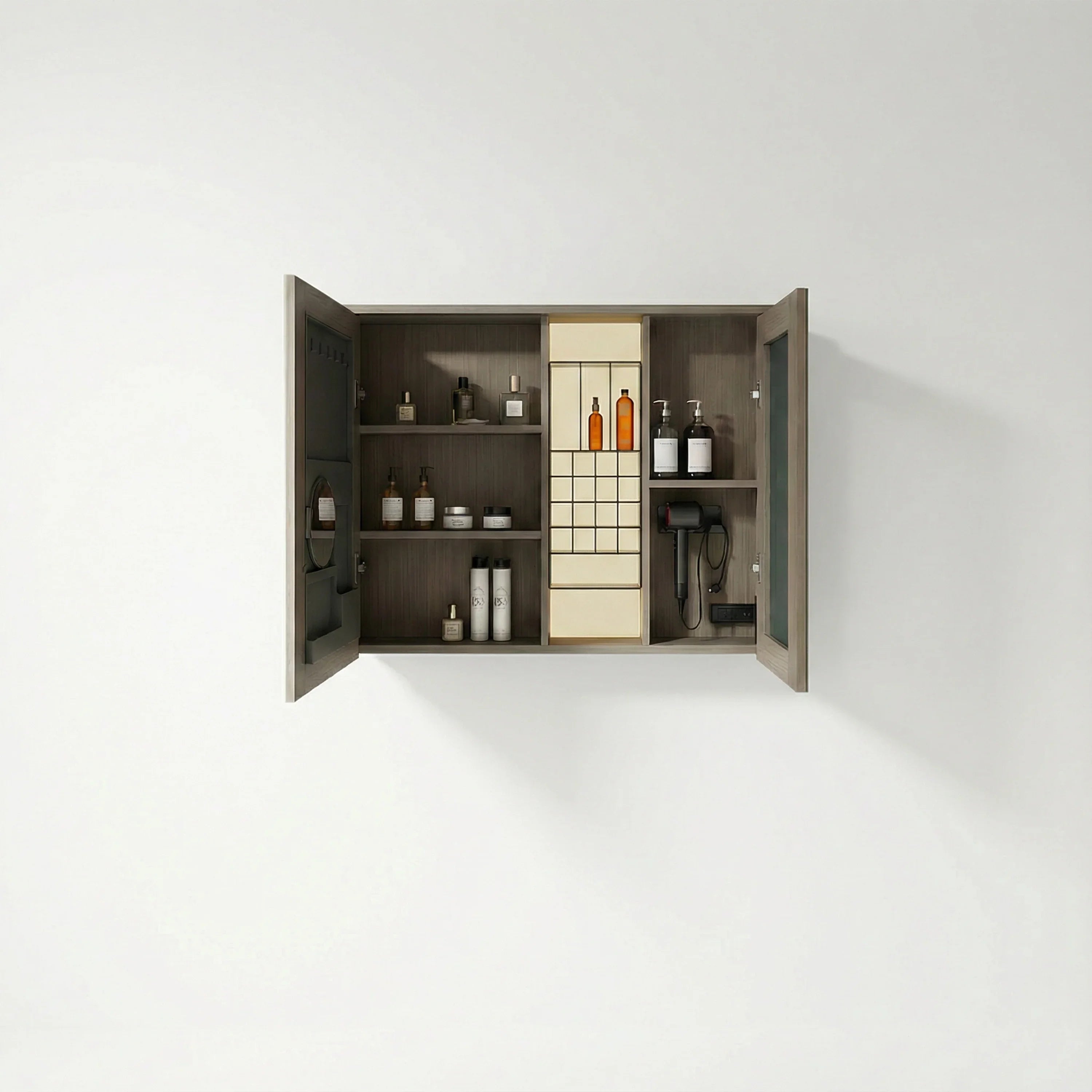 Armoire à pharmacie DEL taupe 40po avec portes coulissantes
