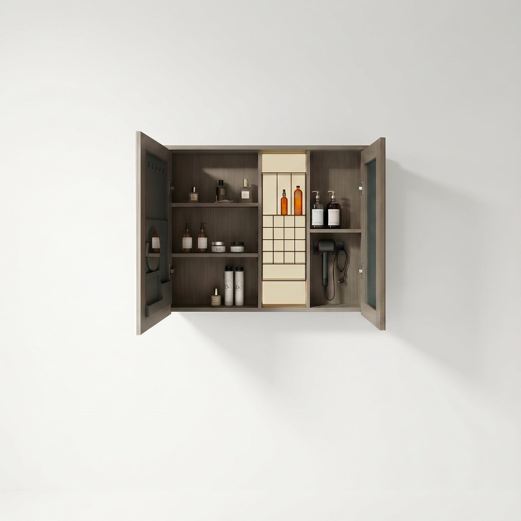 Armoire à pharmacie DEL taupe 40po avec portes coulissantes