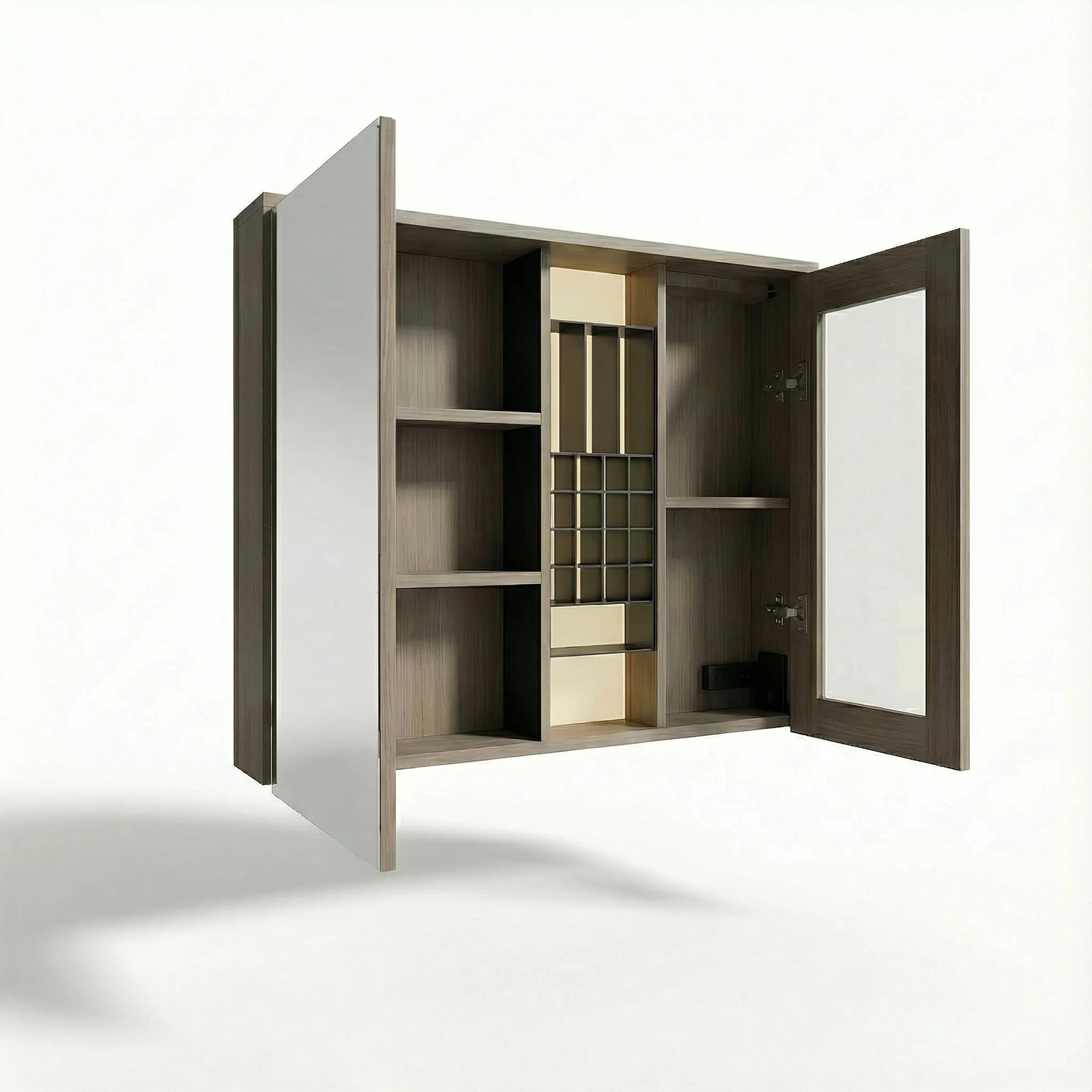Armoire à pharmacie DEL taupe 40po avec portes coulissantes
