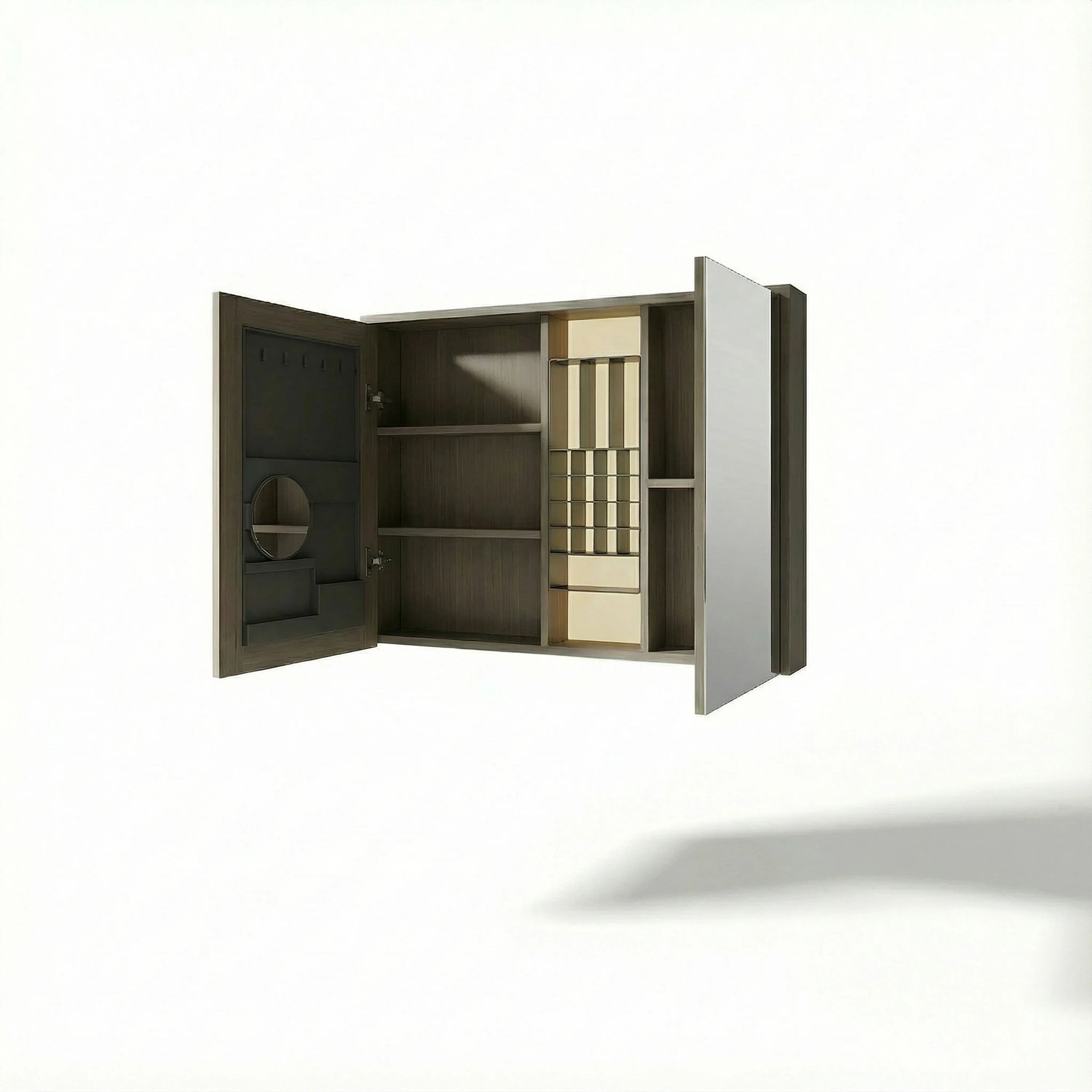Armoire à pharmacie DEL taupe 40po avec portes coulissantes