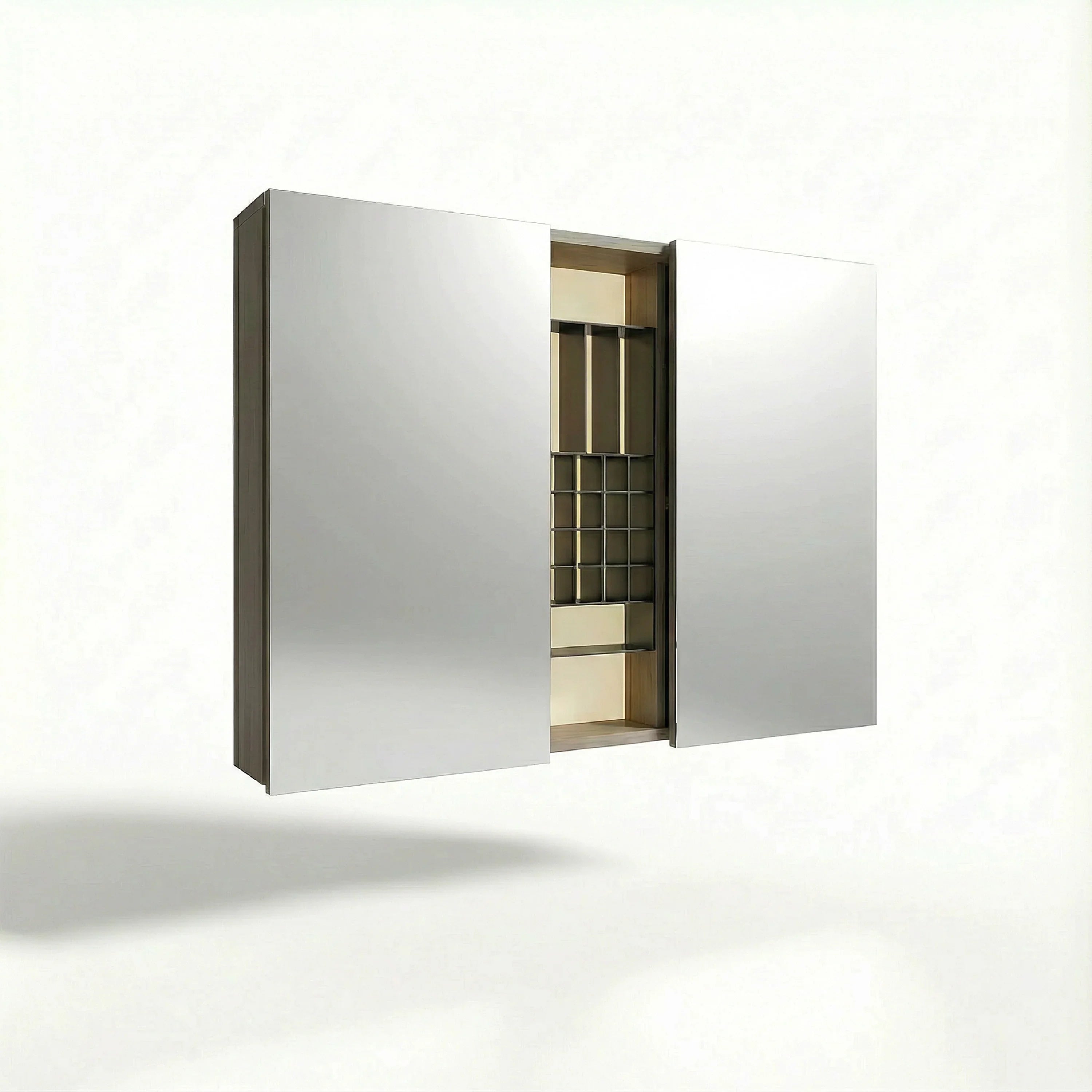 Armoire à pharmacie DEL taupe 40po avec portes coulissantes