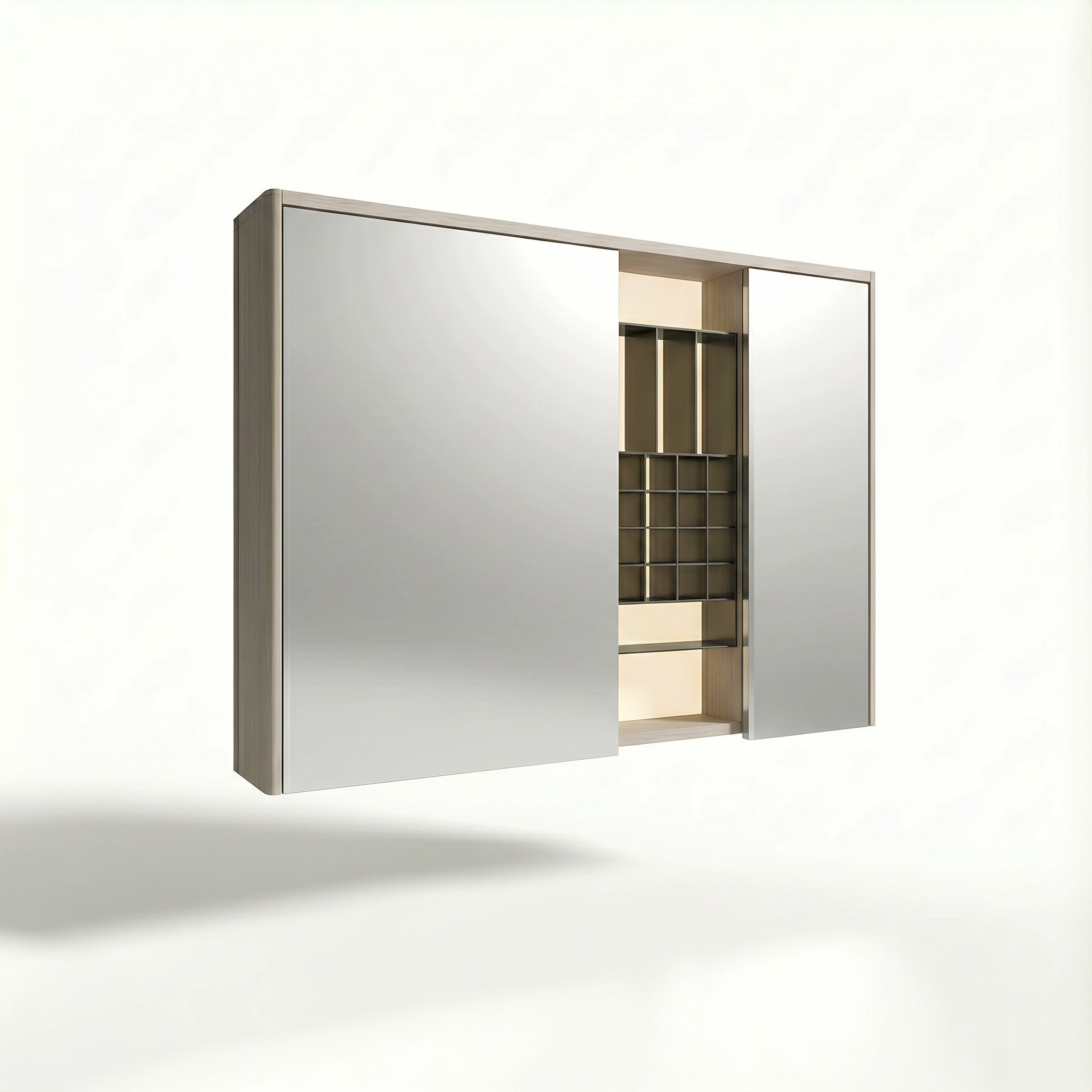 Armoire à pharmacie DEL taupe 40po avec portes coulissantes