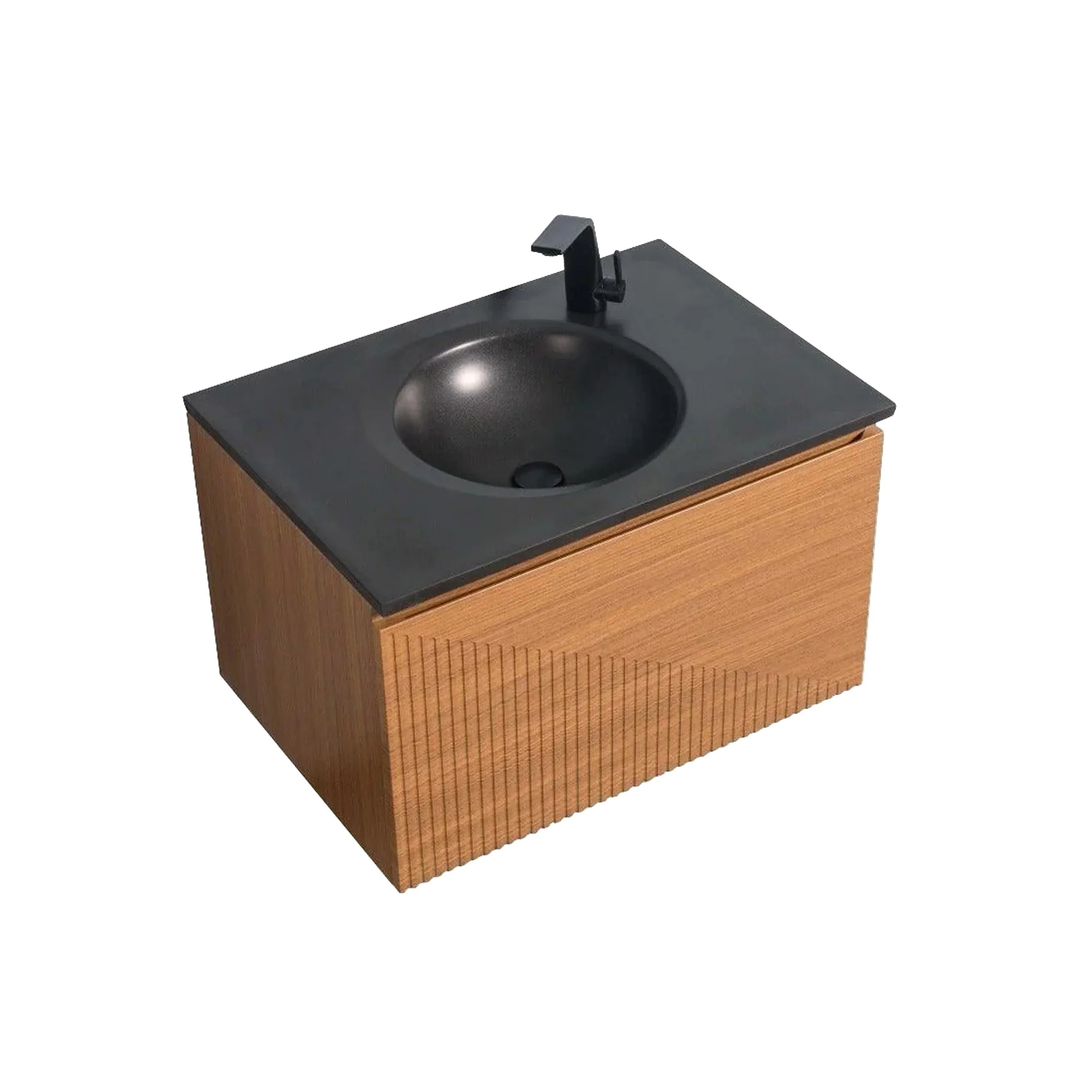 Meuble-Lavabo Mural 30po Chêne Clair 30" avec Comptoir de Quartz d'ingénierie Noir