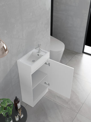 Meuble-Lavabo Autoportant 36po Blanc Mat avec Comptoir en Pierre Artificielle