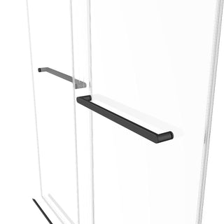 48"W x 79"H x 8mm Alcove Reversible Sliding Shower Door with Square Design Hardware in Black - Golden Elite Deco