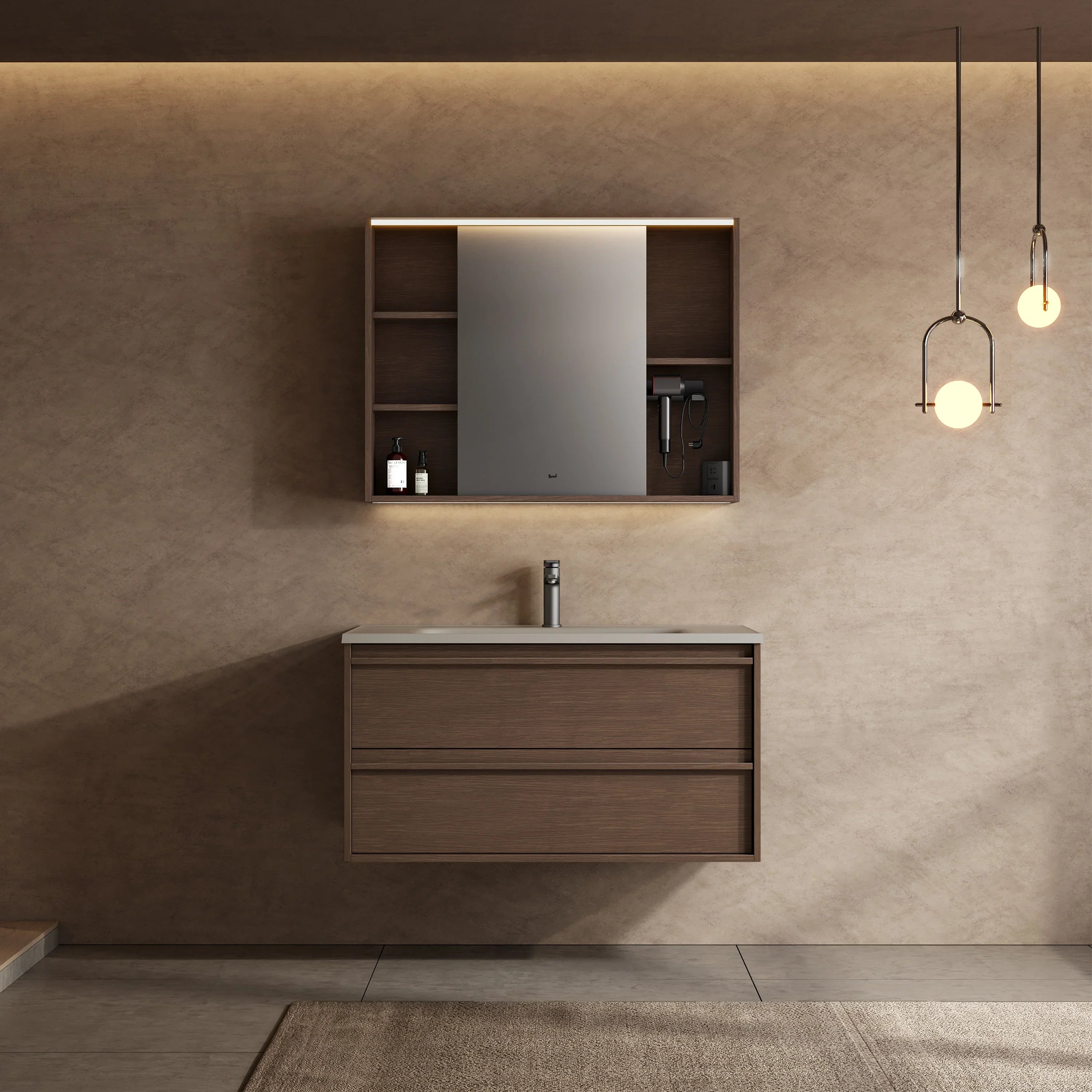 40" Hazelnut LED Medicine Cabinet with Soft-Close Doors