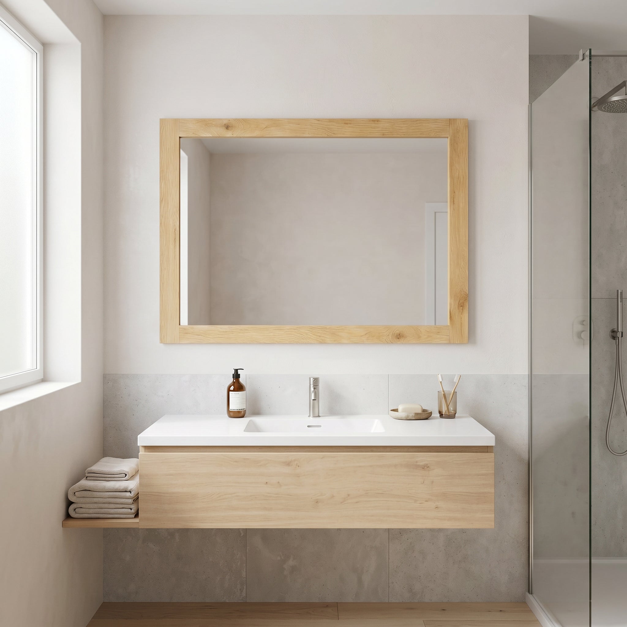 40" Frosted Oak Rectangular Framed Bathroom Mirror