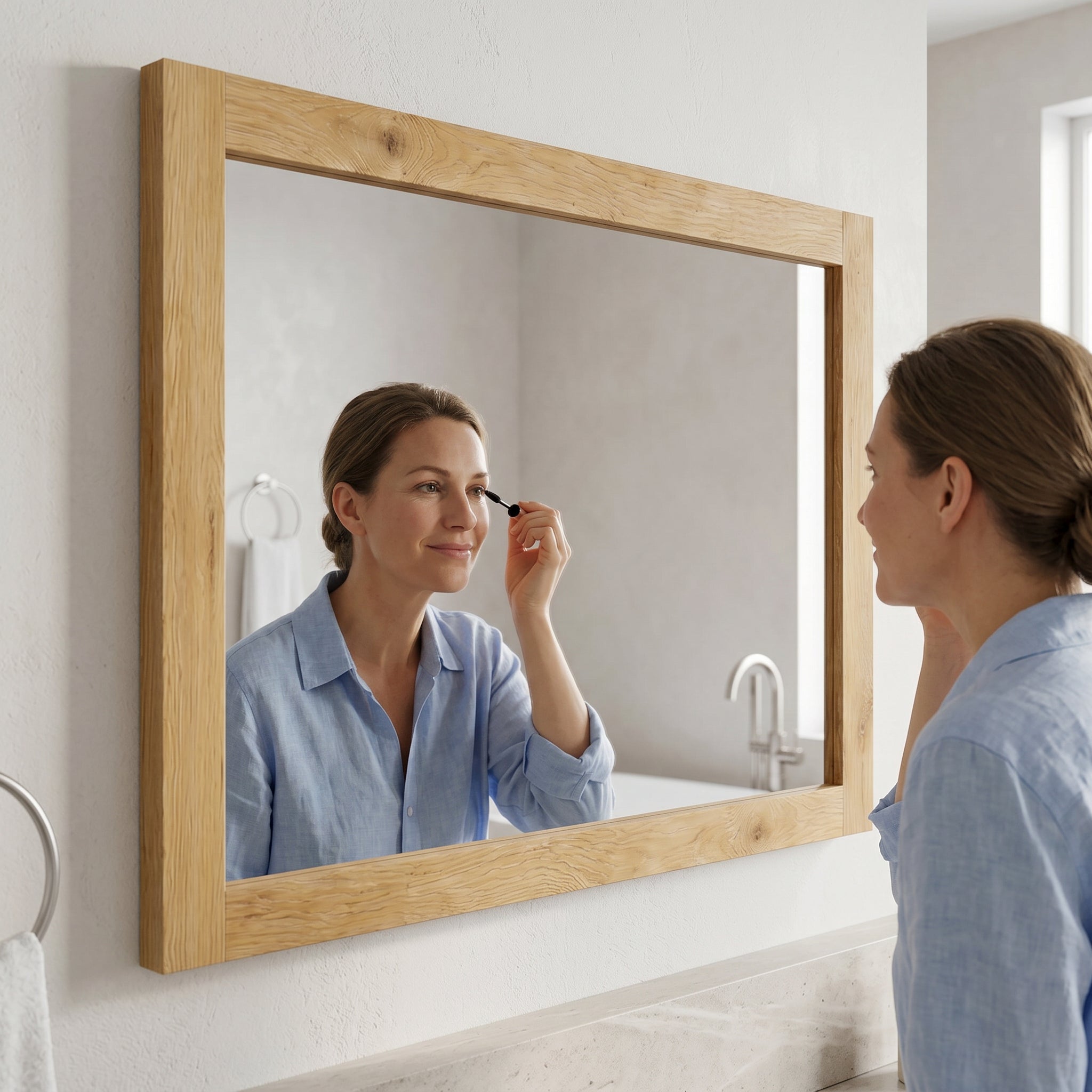 40" Frosted Oak Rectangular Framed Bathroom Mirror