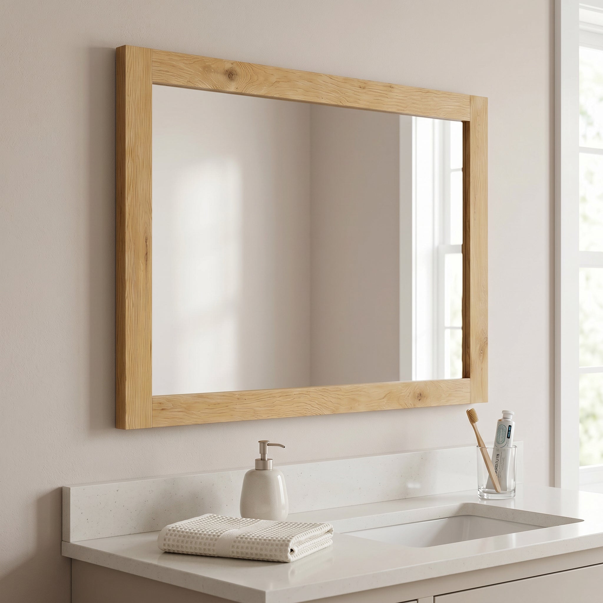 40" Frosted Oak Rectangular Framed Bathroom Mirror