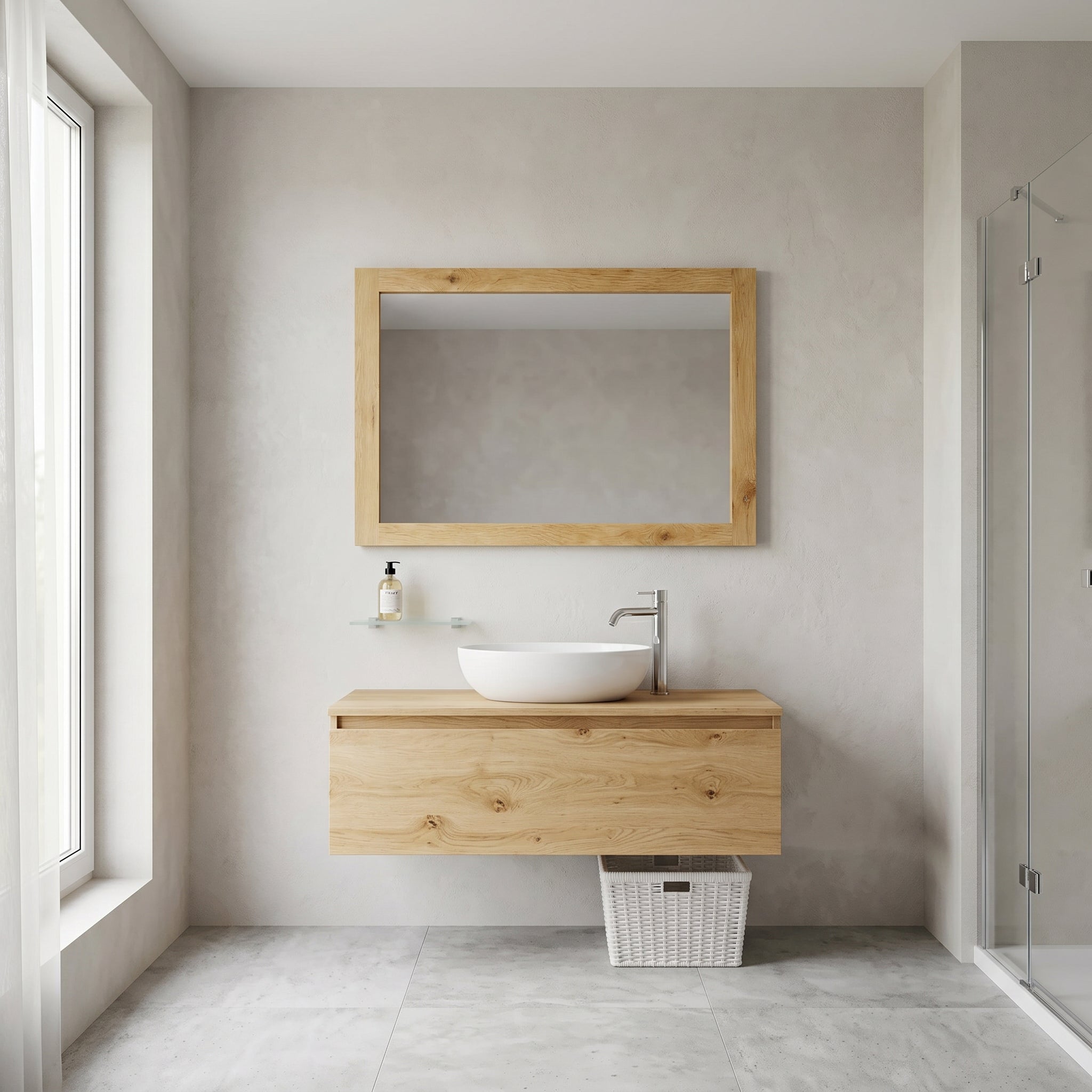 40" Frosted Oak Rectangular Framed Bathroom Mirror