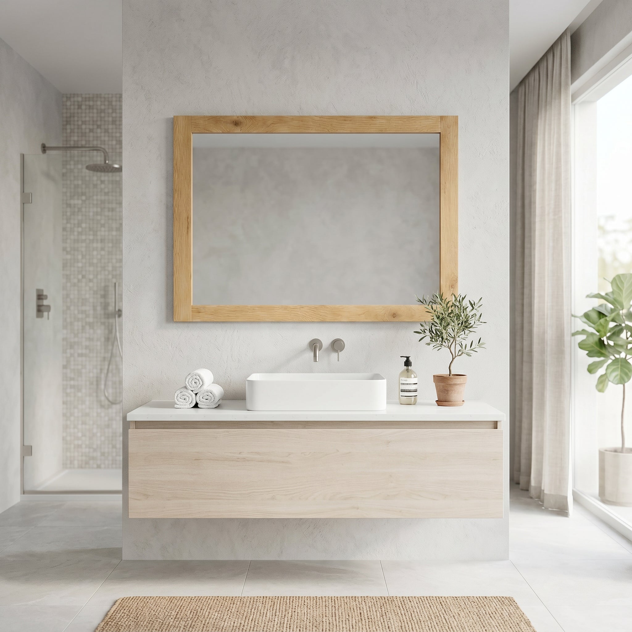 40" Frosted Oak Rectangular Framed Bathroom Mirror