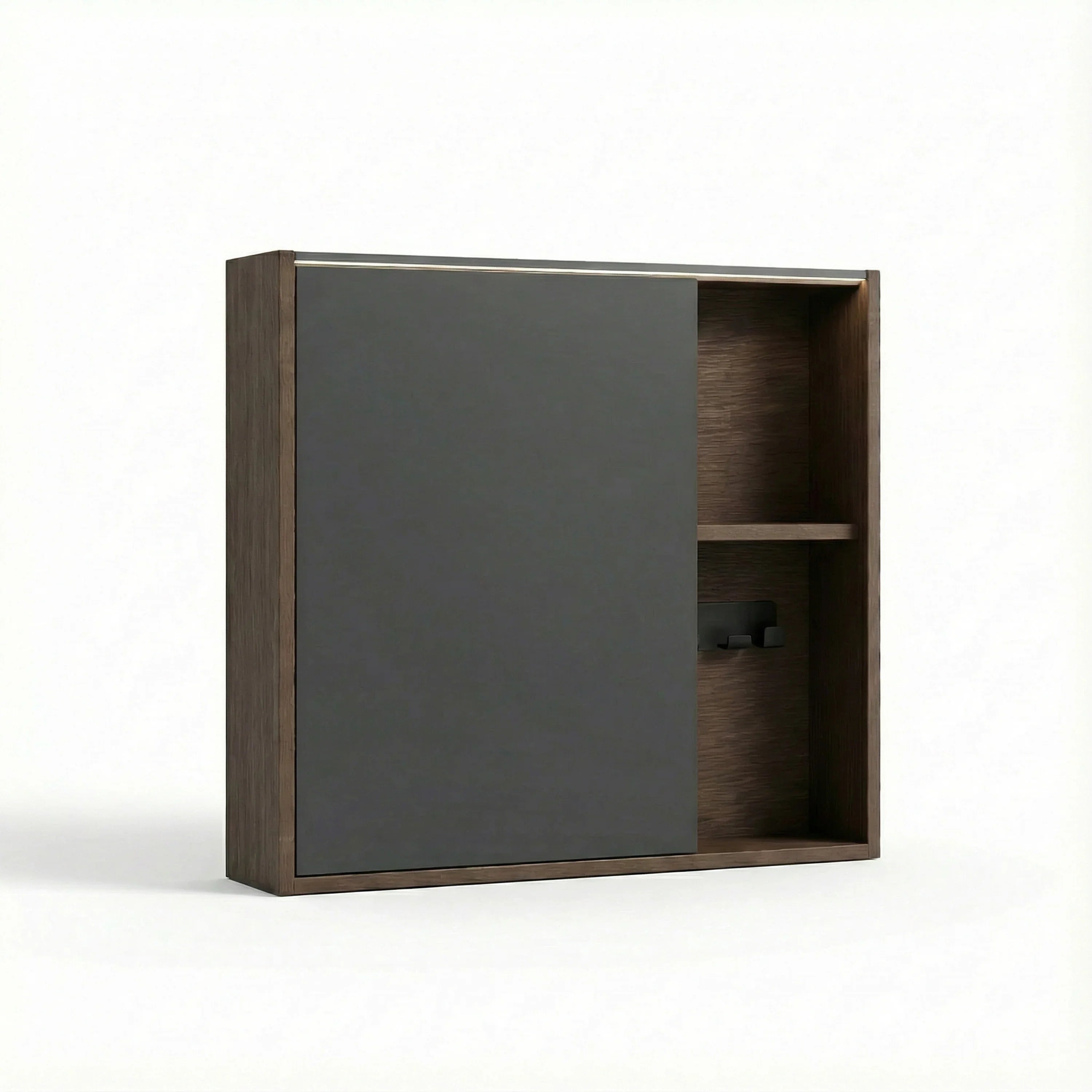 Armoire à pharmacie DEL 40po en noisette avec portes à fermeture douce