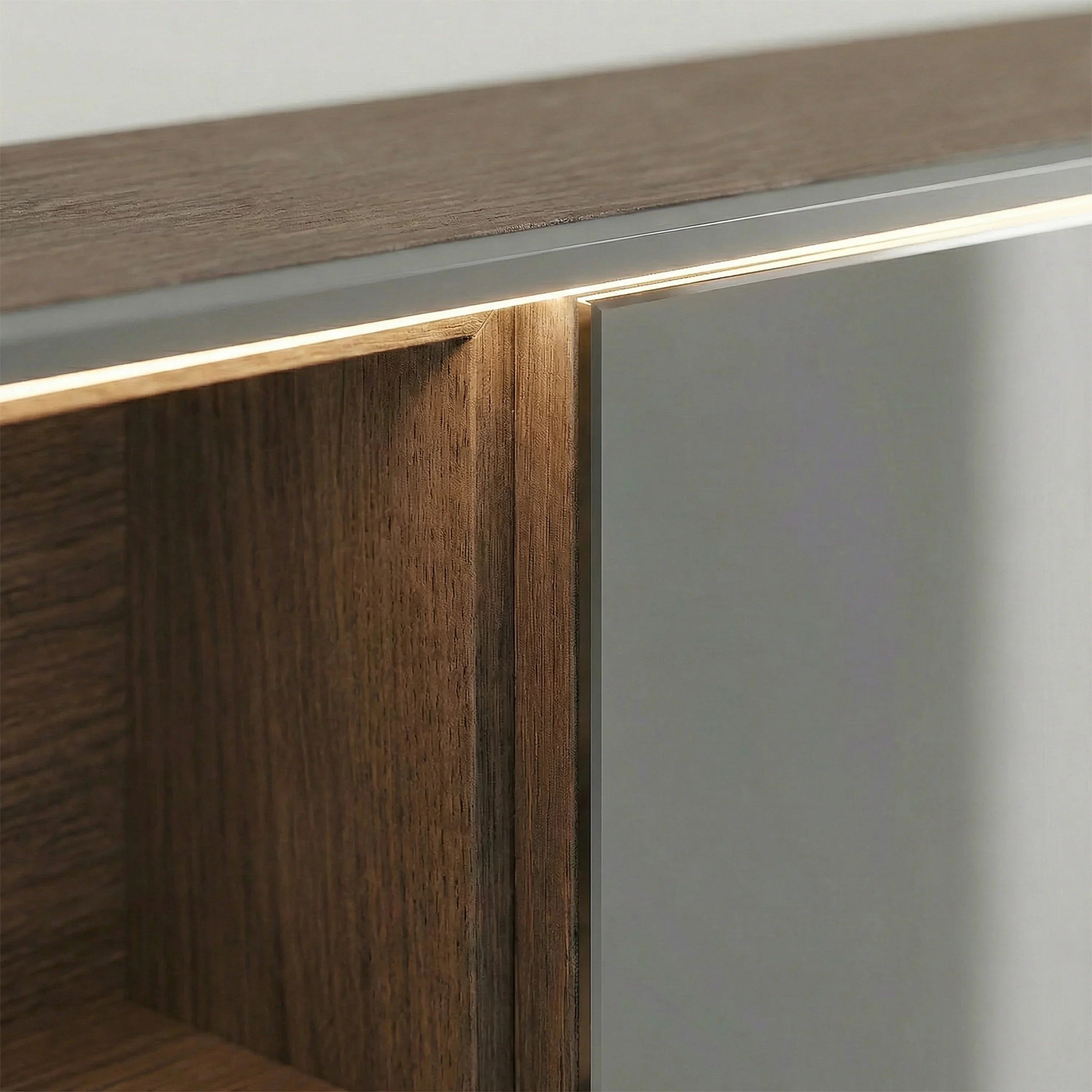 Armoire à pharmacie DEL 40po en noisette avec portes à fermeture douce
