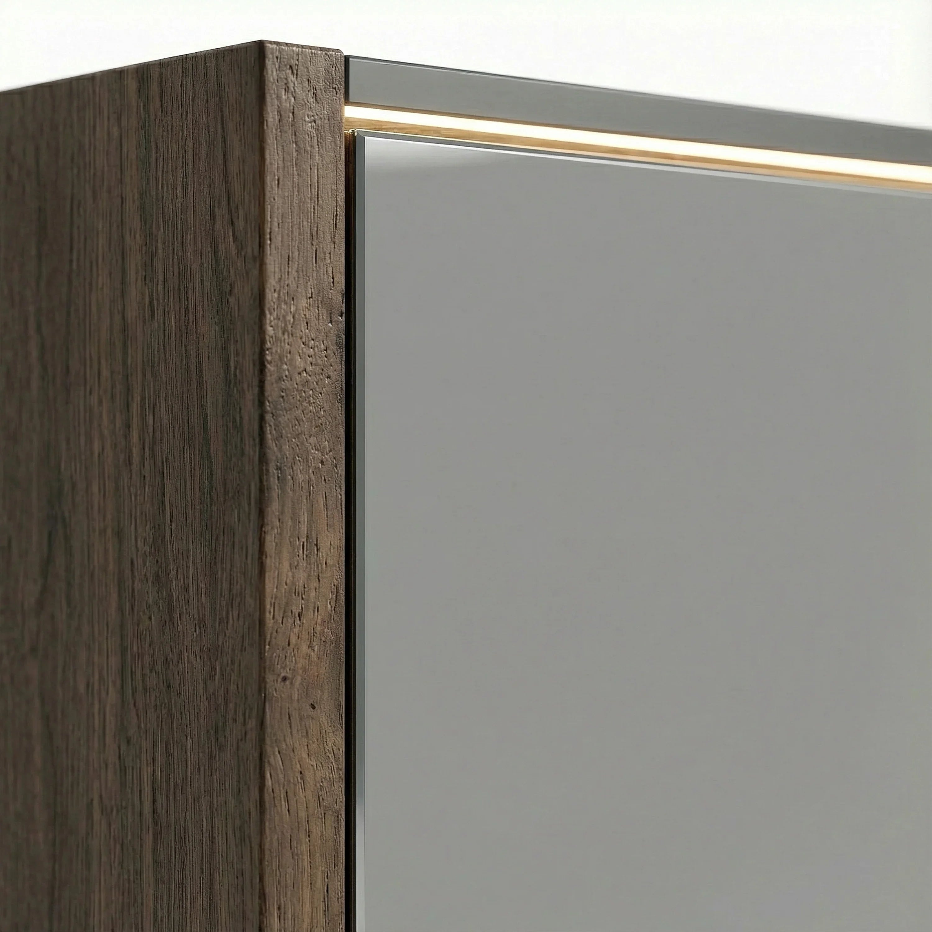 Armoire à pharmacie DEL 40po en noisette avec portes à fermeture douce