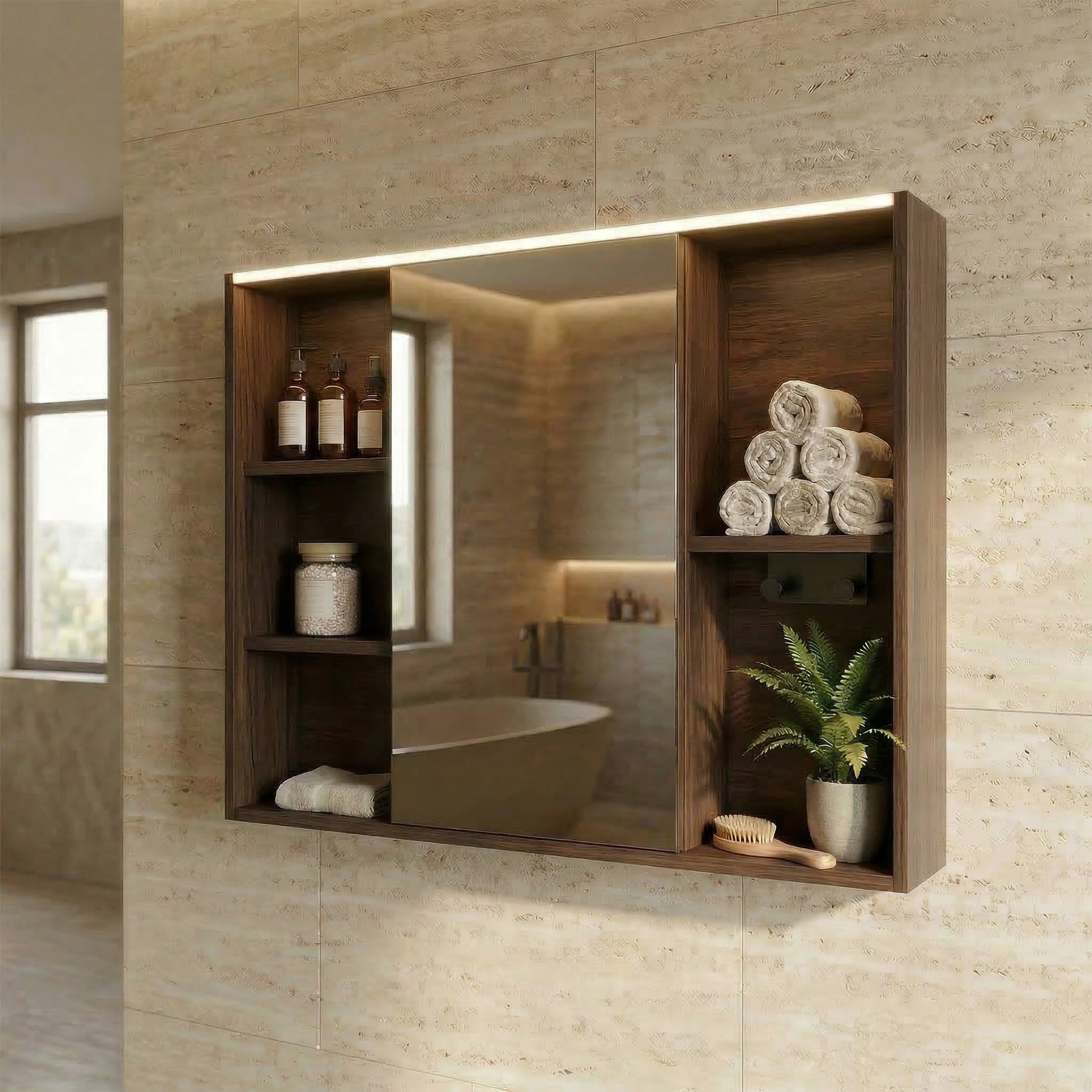40" Hazelnut LED Medicine Cabinet with Soft-Close Doors